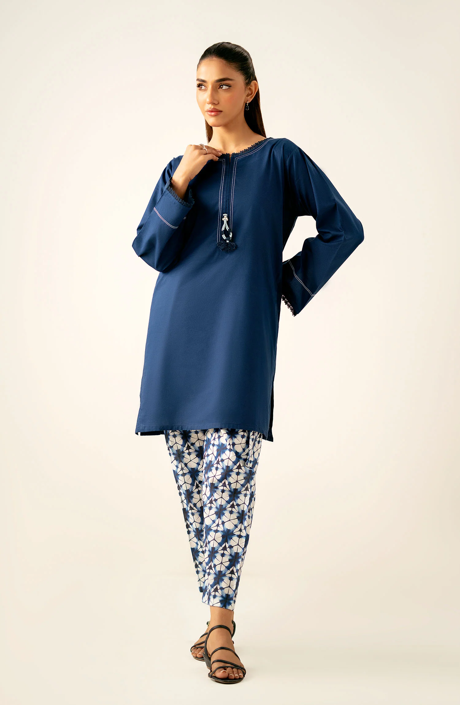 Stitched 2 Piece Stylized Cambric Suit - Image 2