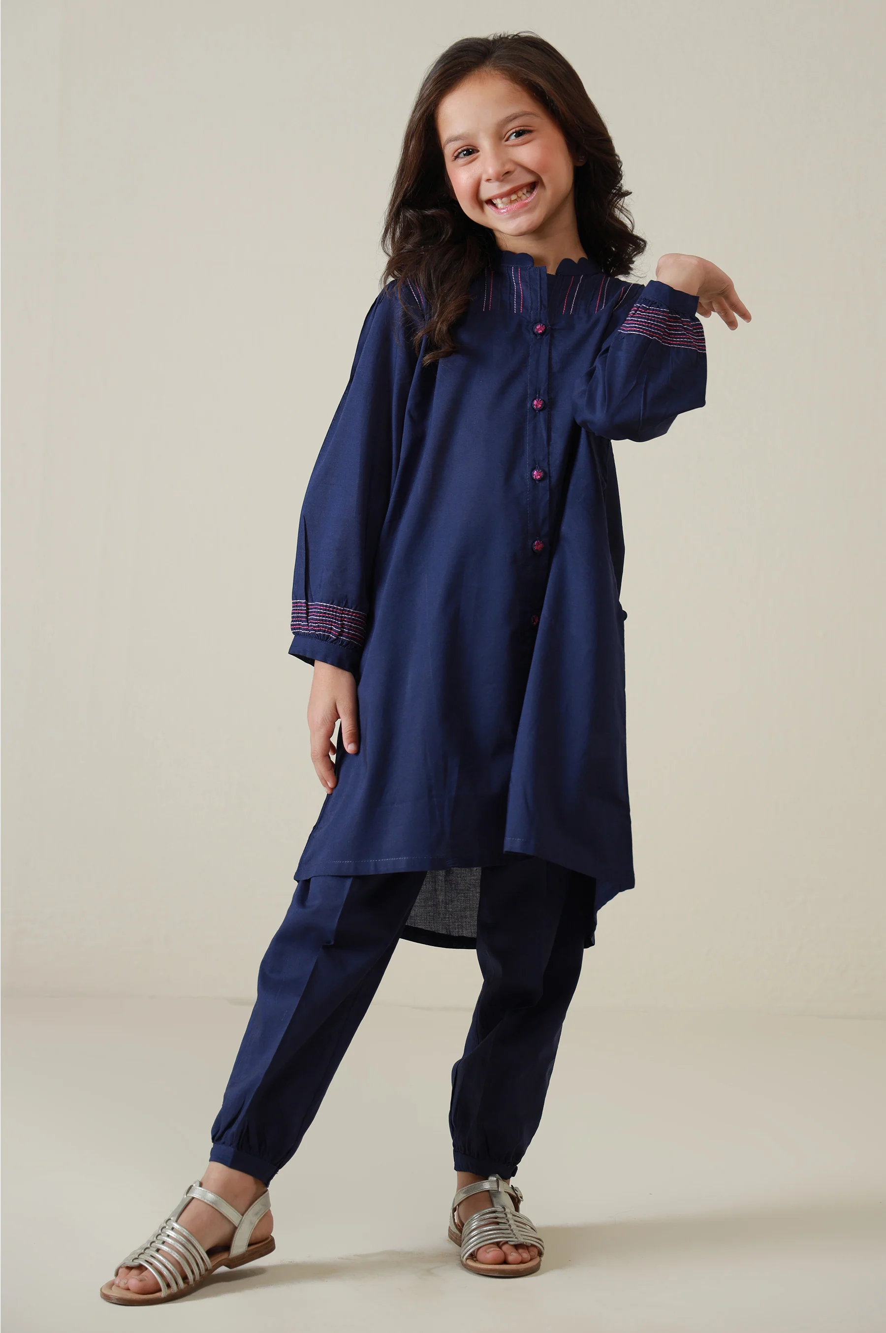 Stitched 2 Piece Stylized Cambric Suit - Image 2