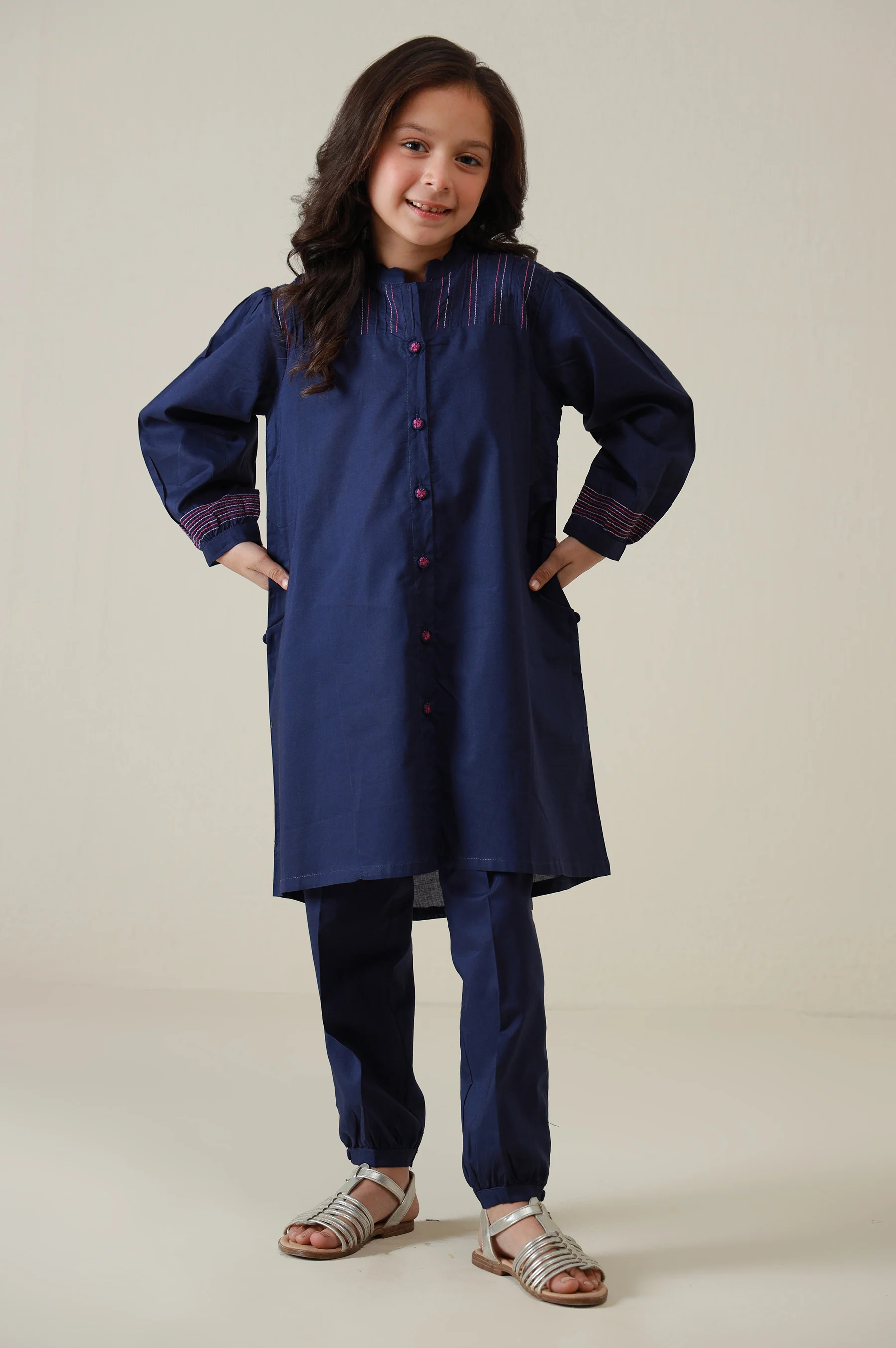 Stitched 2 Piece Stylized Cambric Suit - Image 3