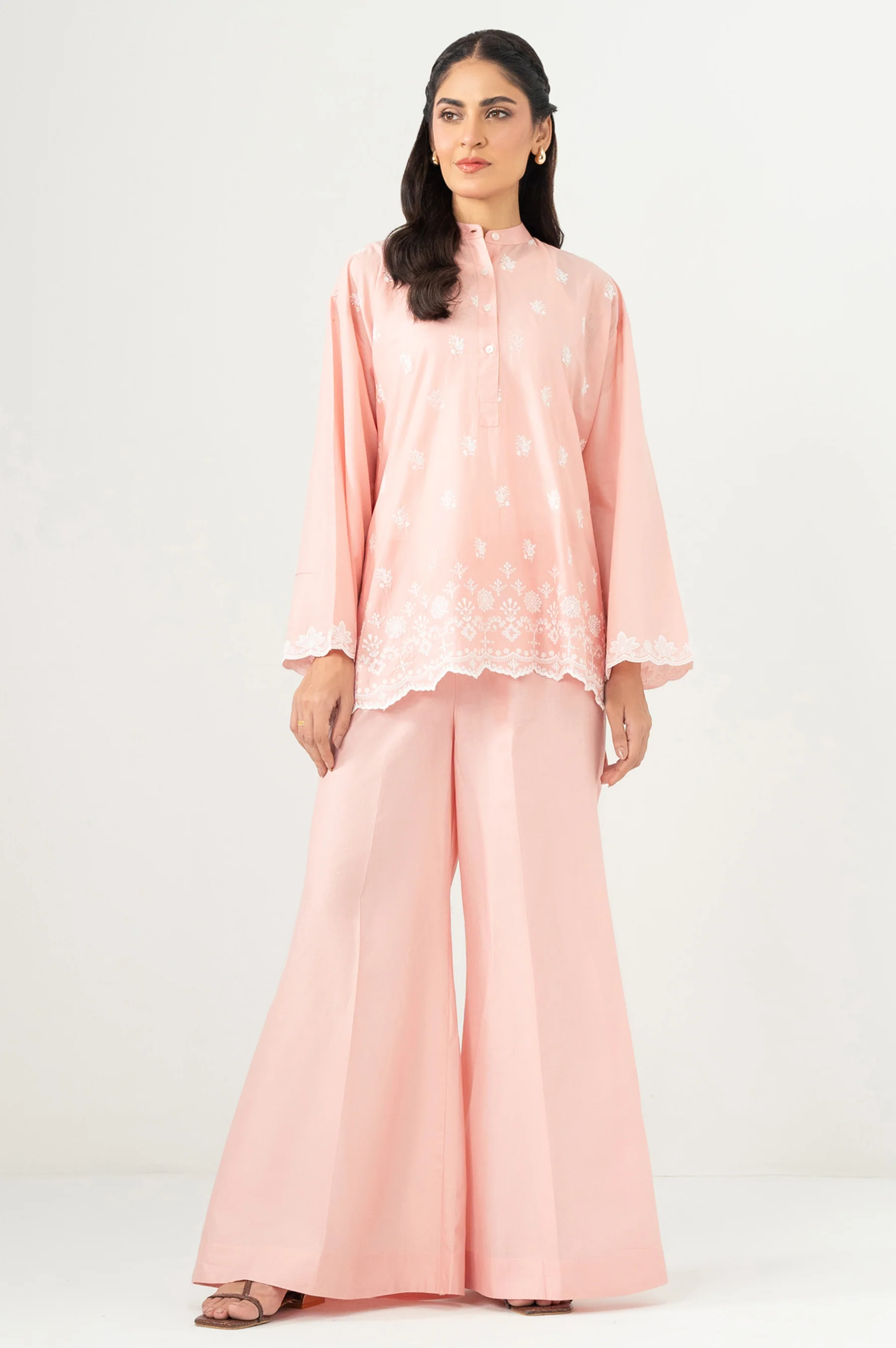 Stitched 2 Piece Stylized Chikankari Suit - Image 2