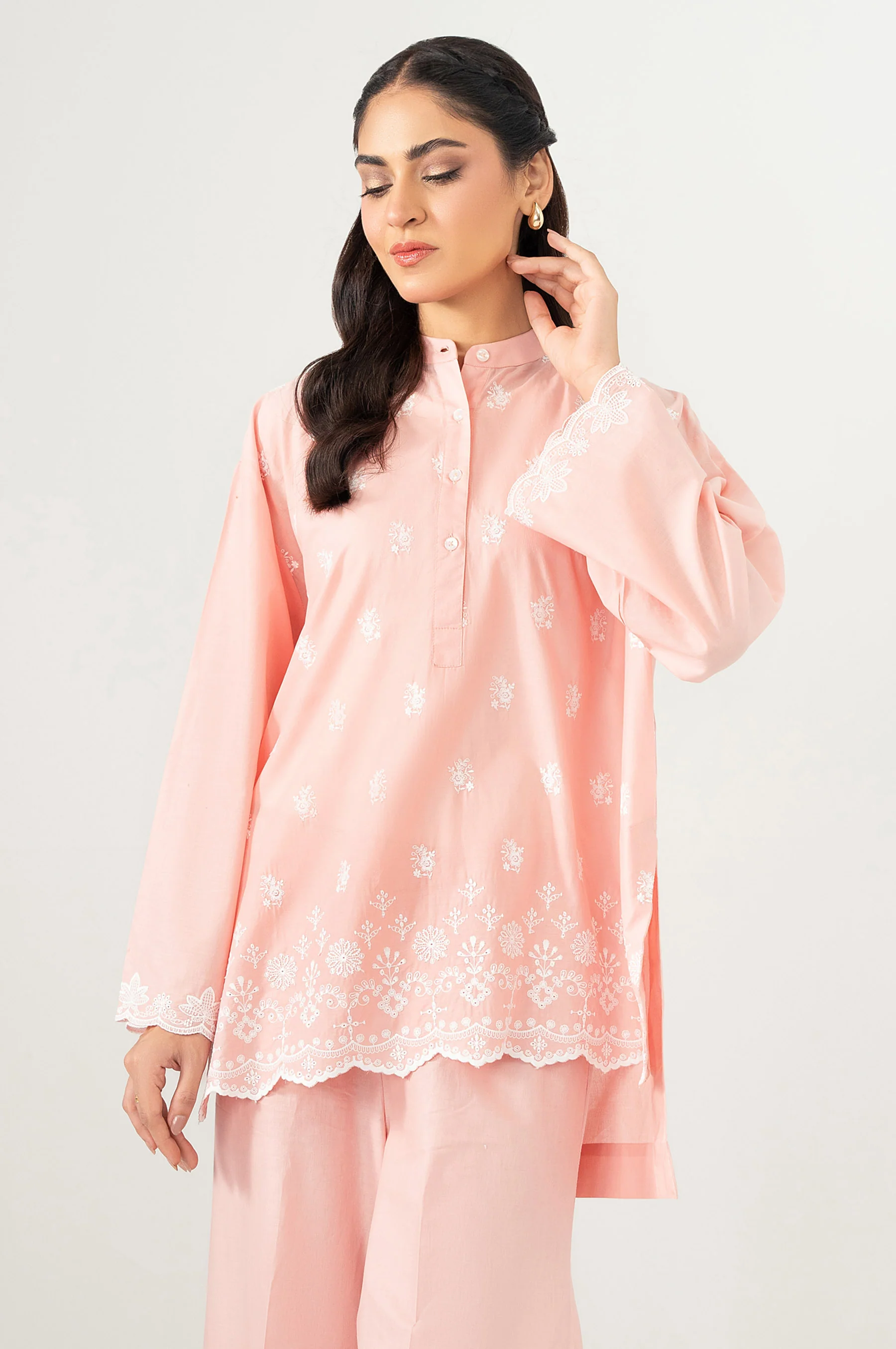 Stitched 2 Piece Stylized Chikankari Suit - Image 3