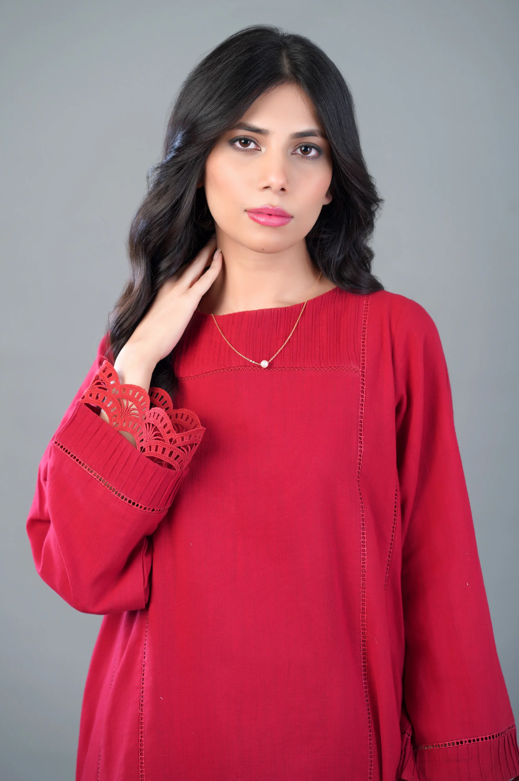 Stitched 2 Piece Stylized Khaddar Suit - Image 6