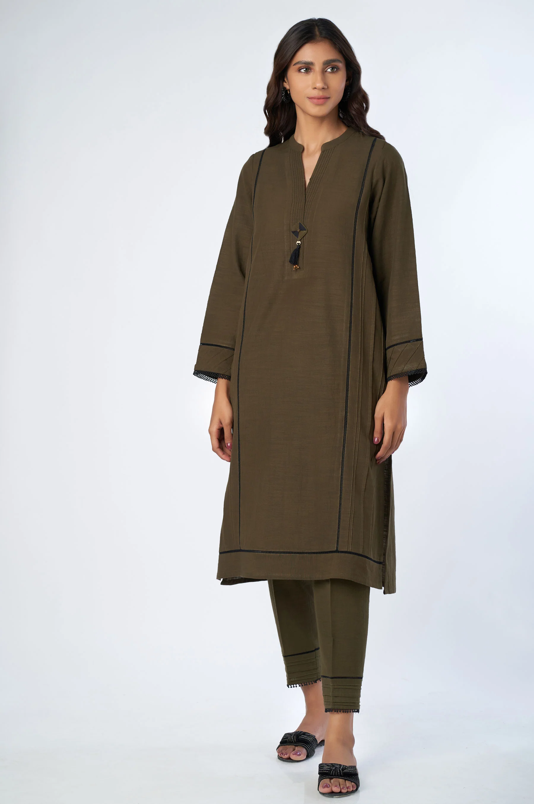 Stitched 2 Piece Stylized Khaddar Suit