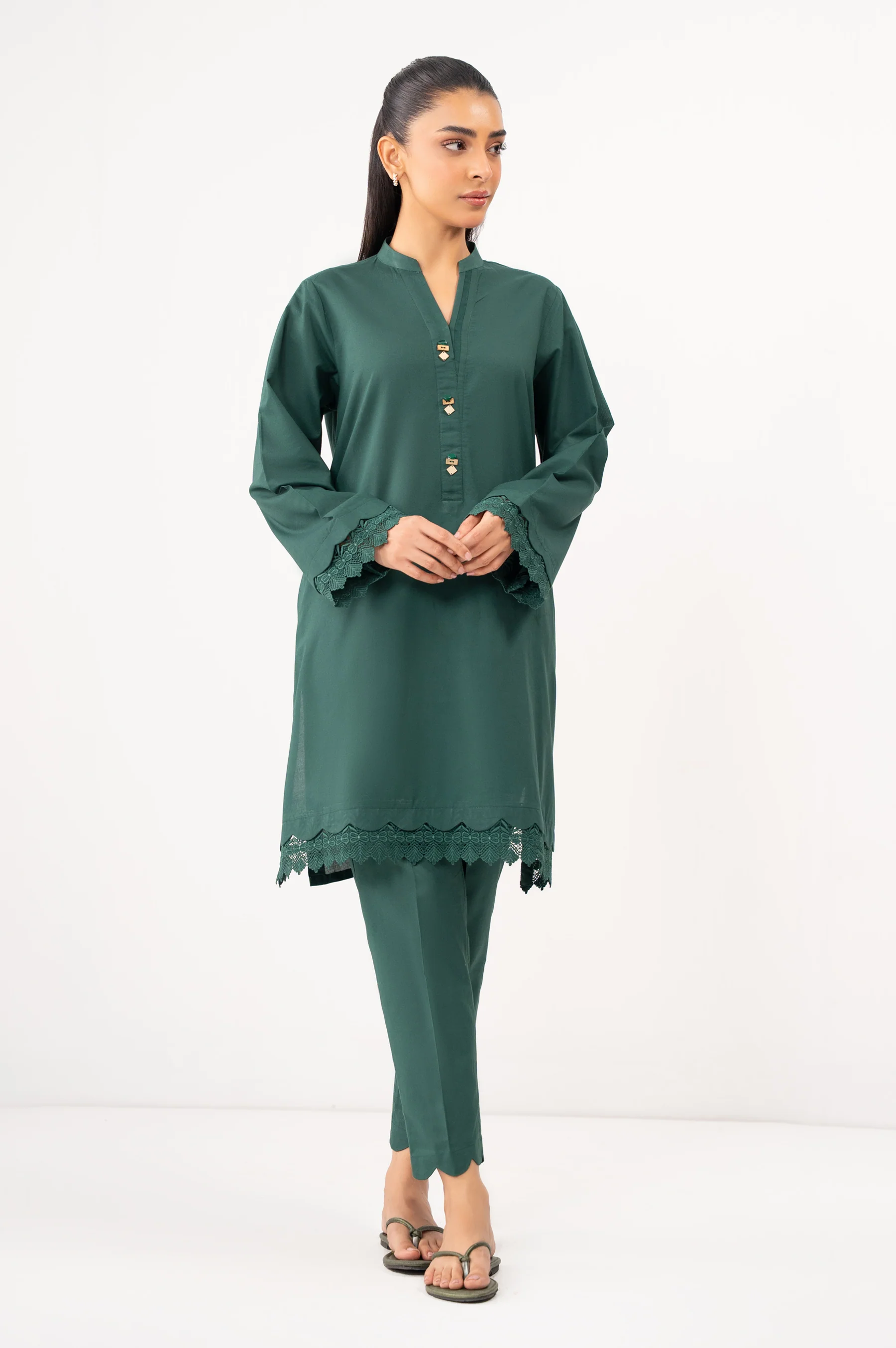 Stitched 2 Piece Dyed Cambric Suit - Image 6