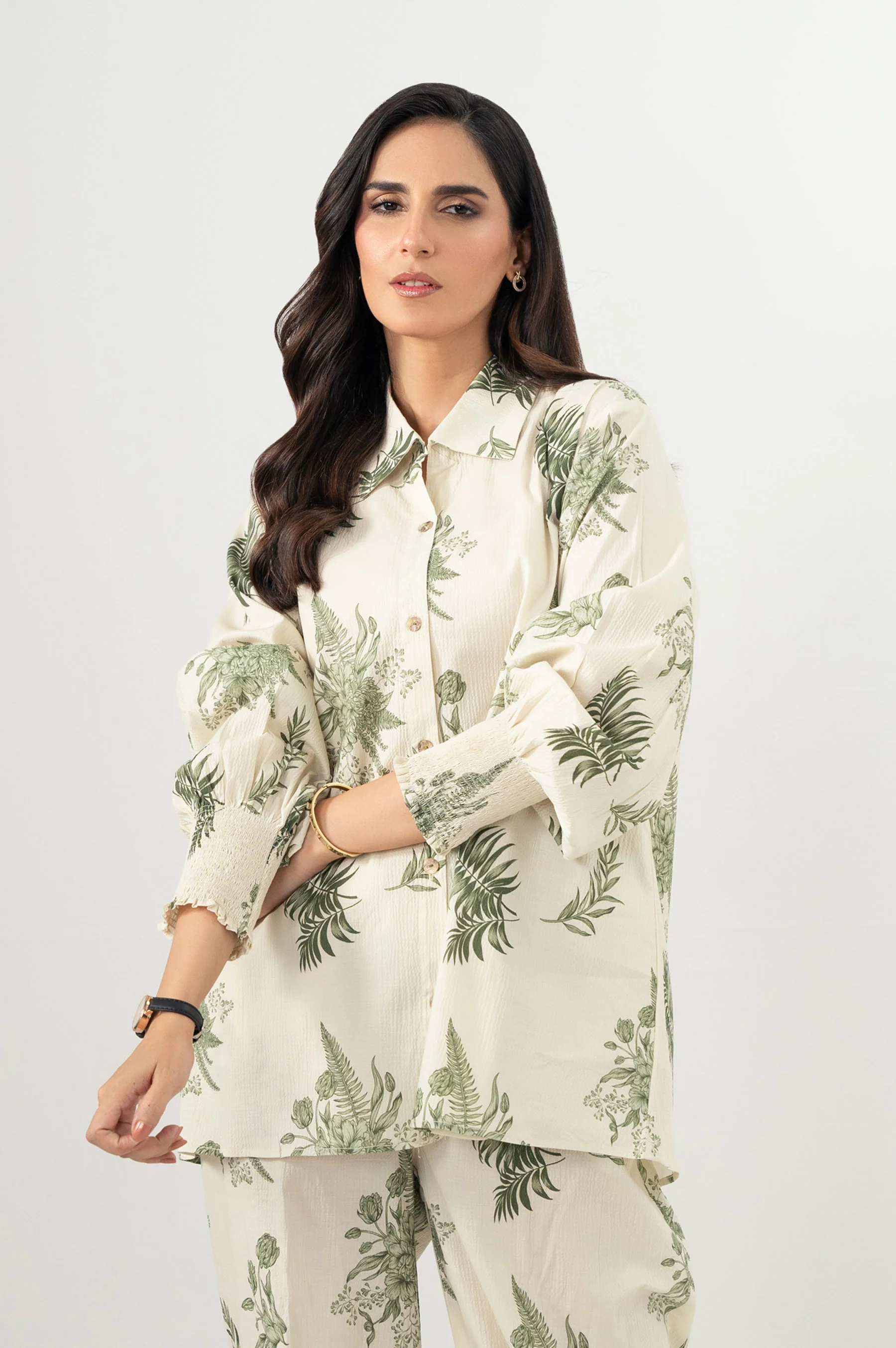 Stitched 2 Piece Stylized Ripple Crinkle Co-Ord Set - Image 2