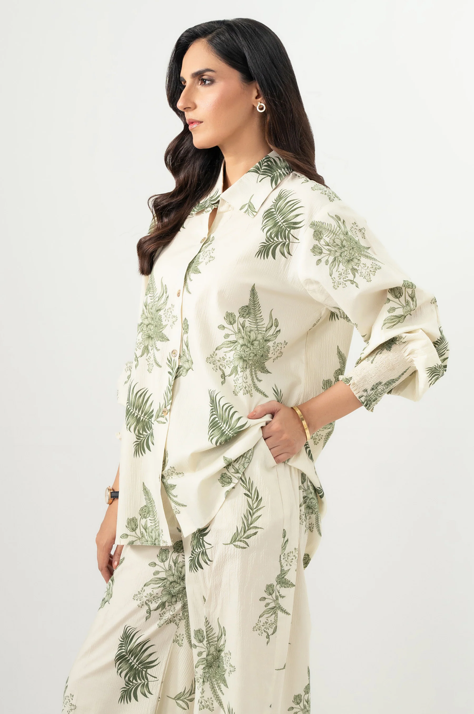 Stitched 2 Piece Stylized Ripple Crinkle Co-Ord Set - Image 3