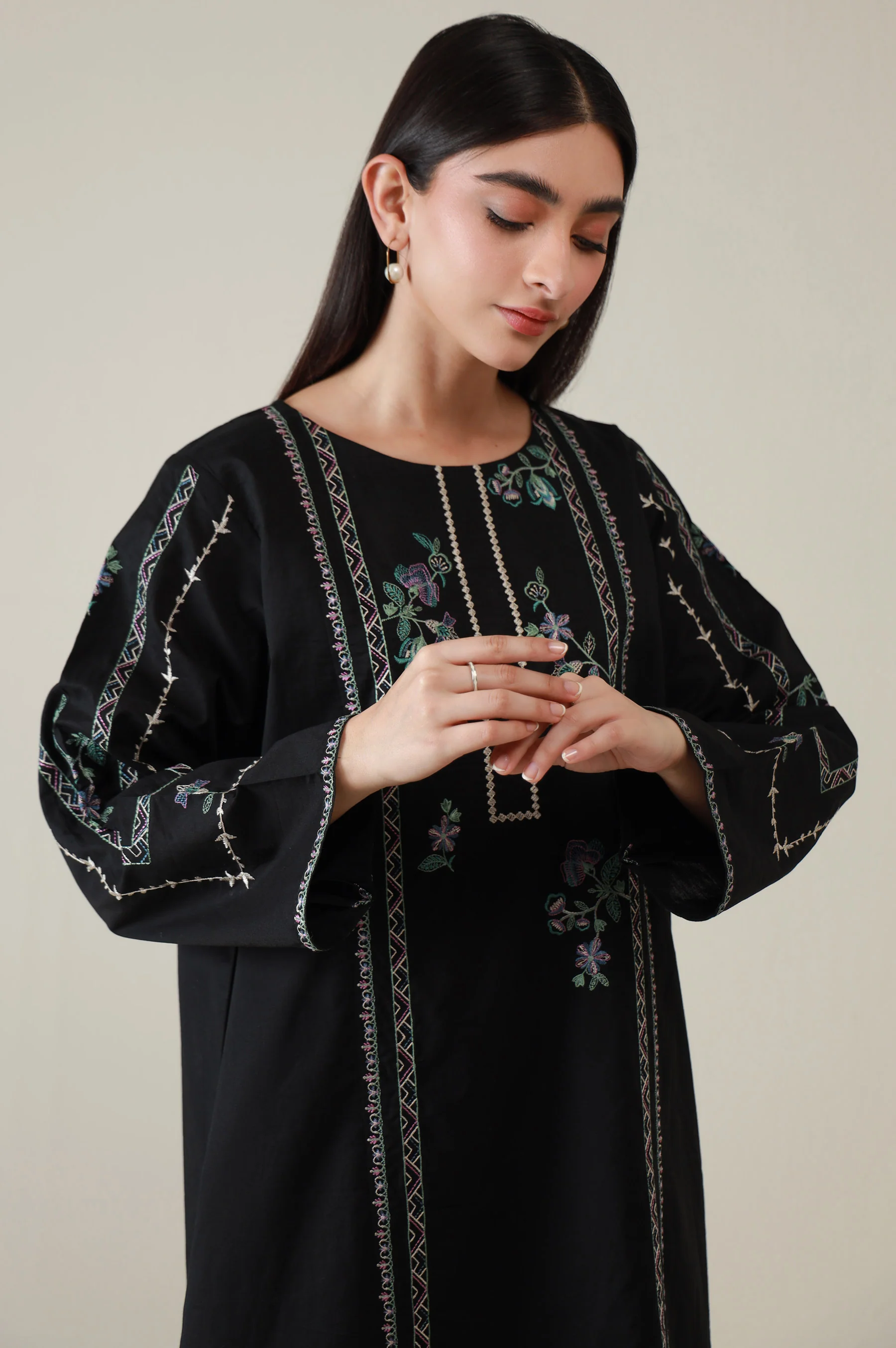 Stitched 2 Piece Embroidered Cambric Suit - Image 5