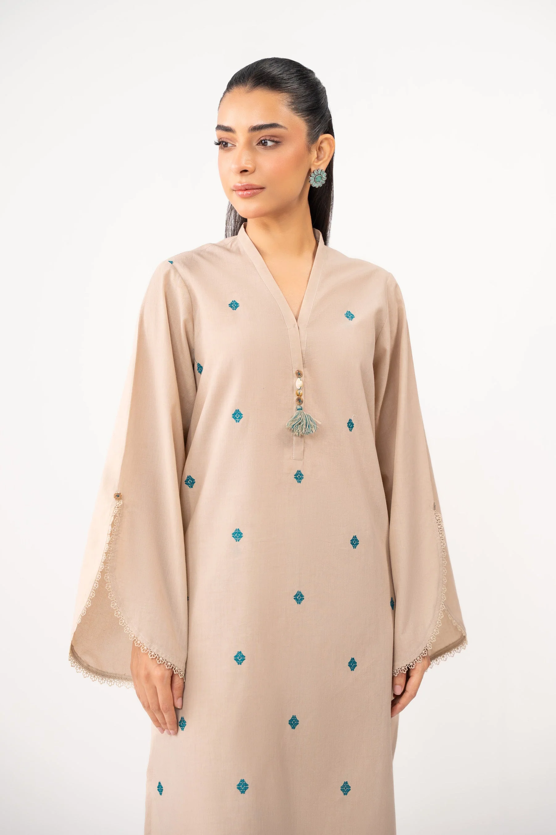 STITCHED EMBROIDERED TENCEL SUIT (FACTORY E-OUTLET) - Image 2