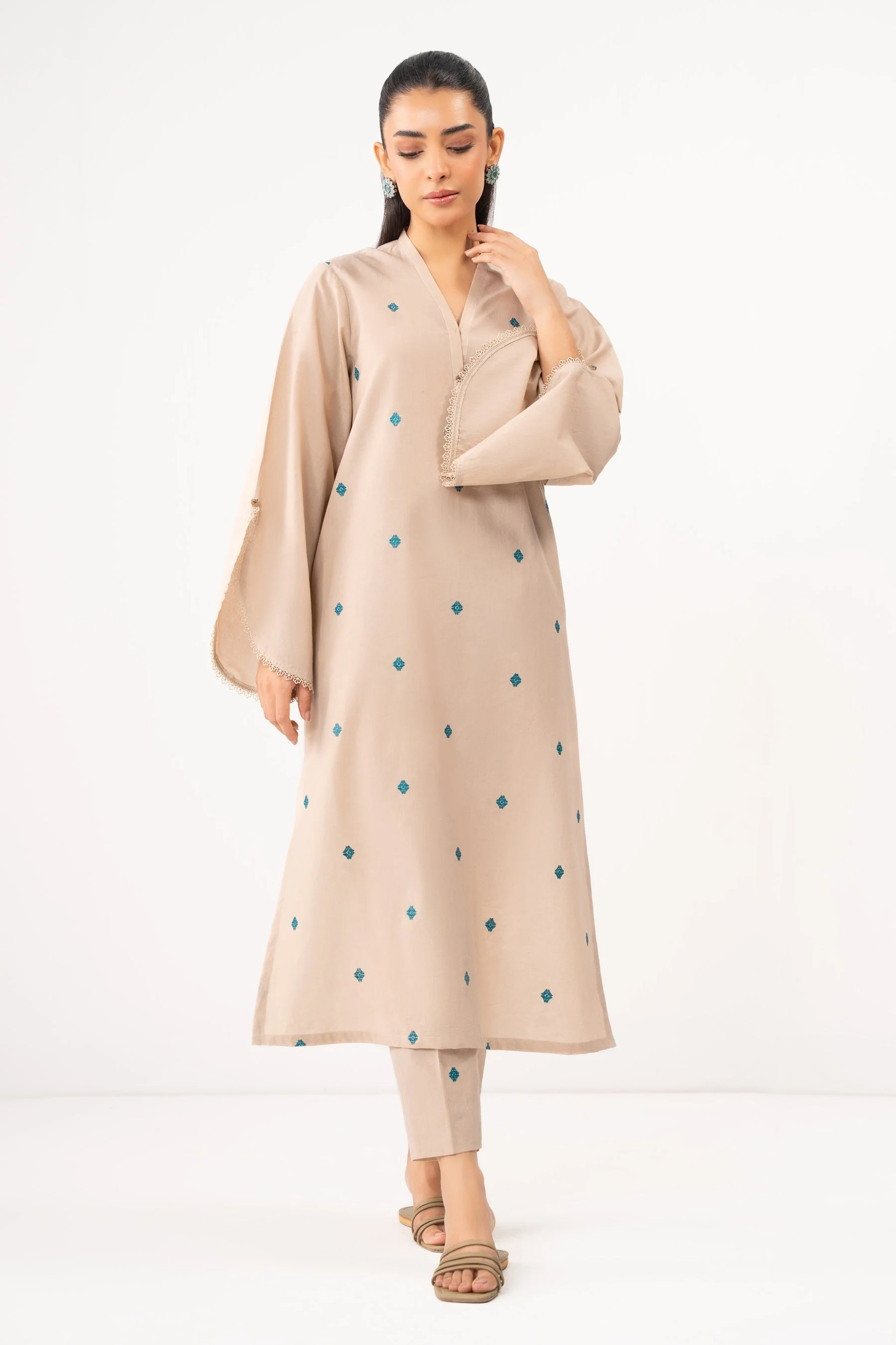 STITCHED EMBROIDERED TENCEL SUIT (FACTORY E-OUTLET) - Image 5