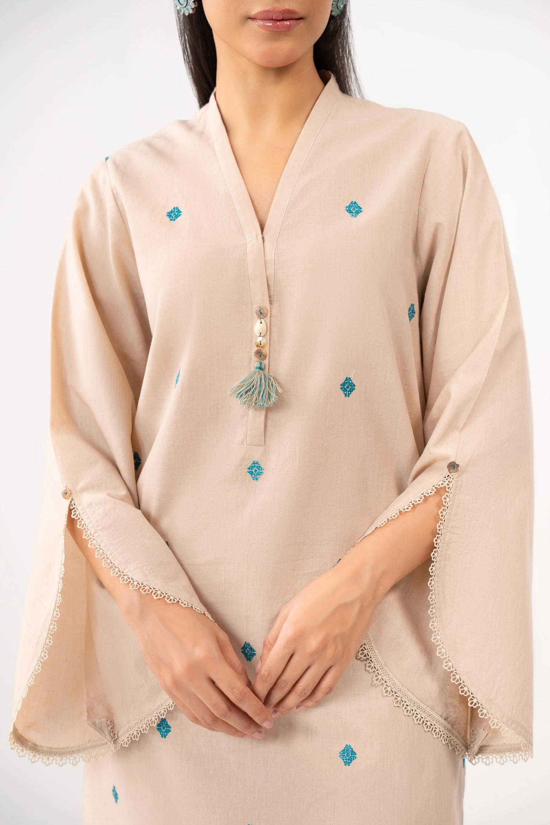 STITCHED EMBROIDERED TENCEL SUIT (FACTORY E-OUTLET) - Image 6