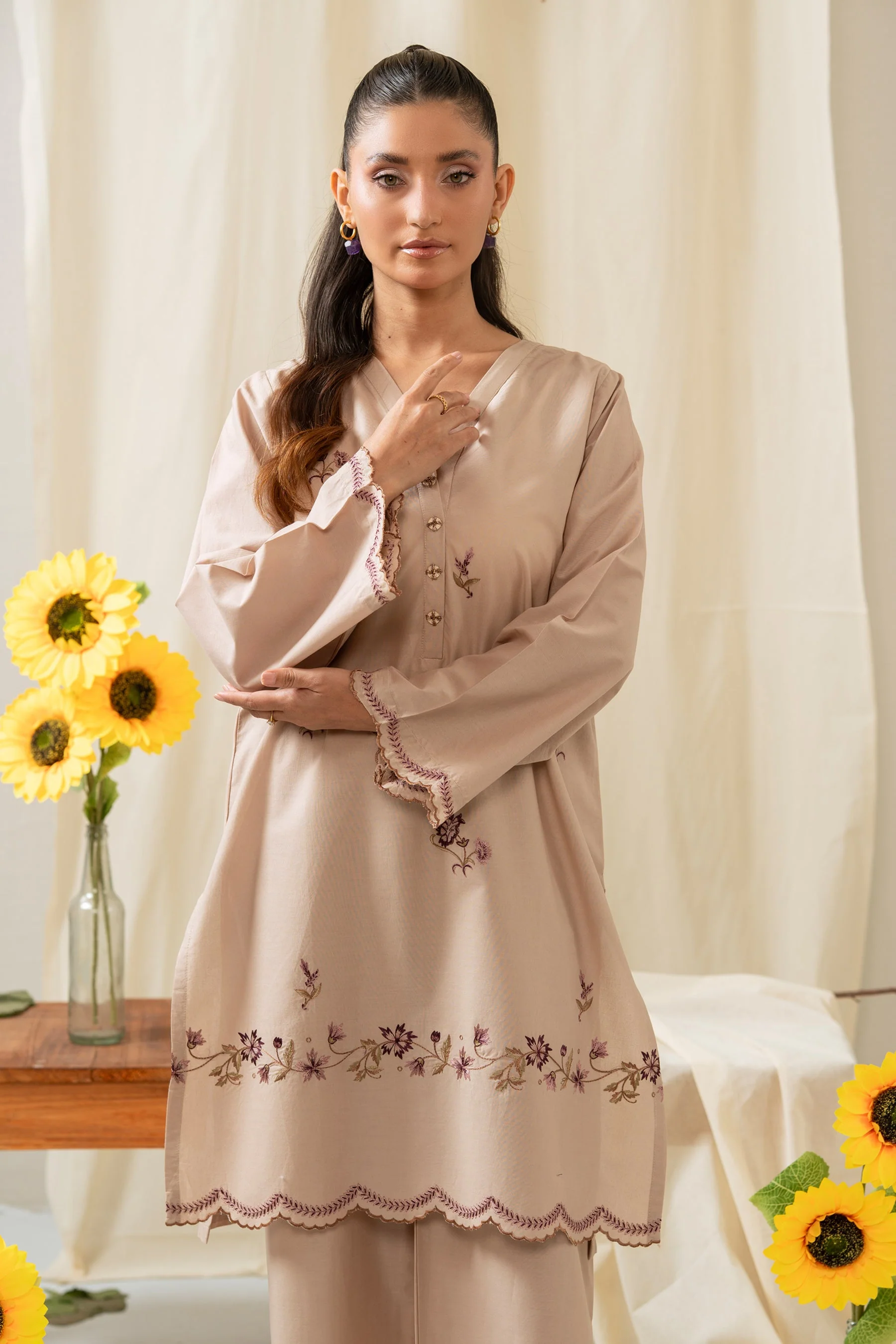 STITCHED EMBROIDERED CAMBRIC SUIT (FACTORY E-OUTLET) - Image 6