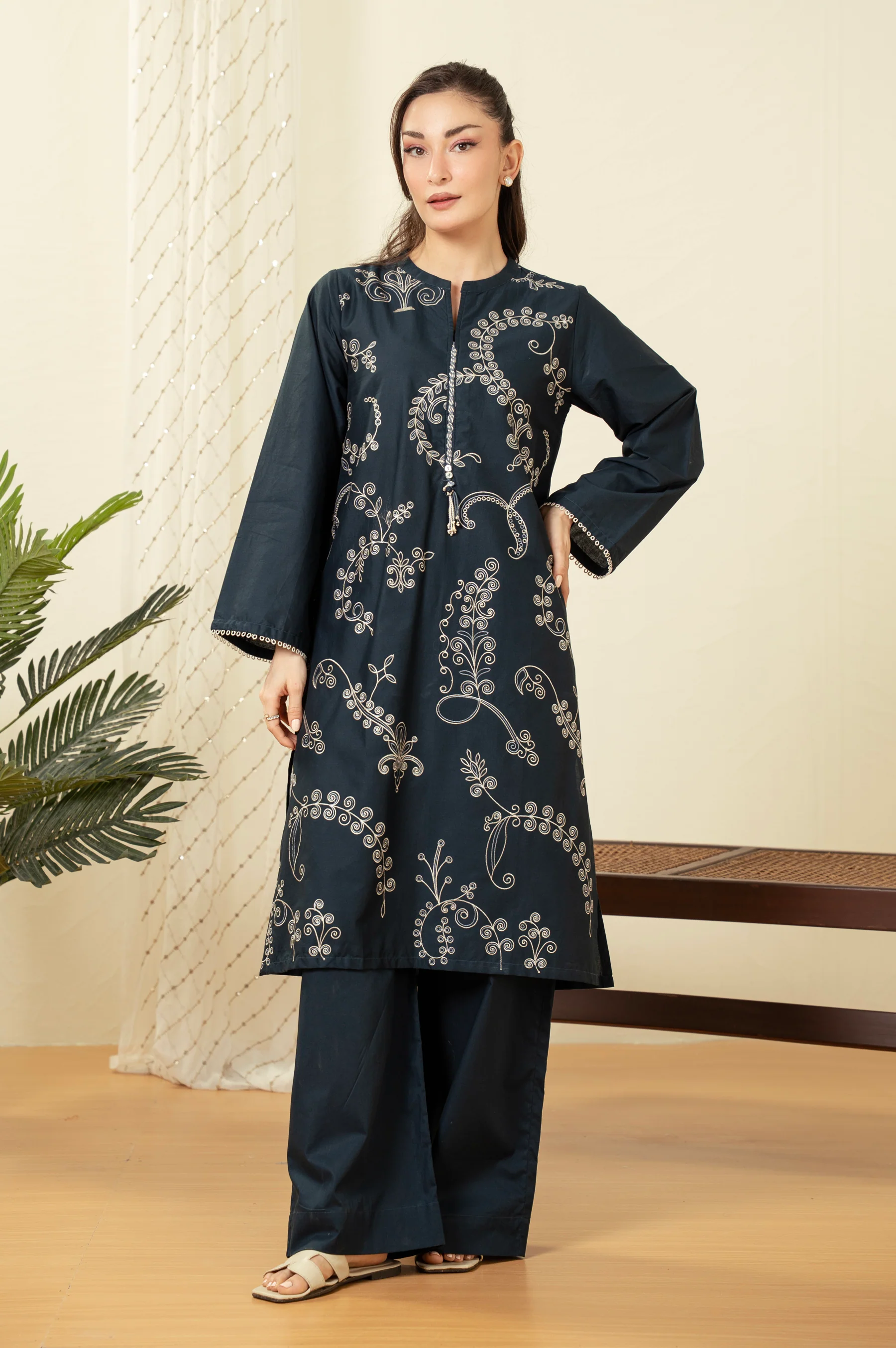 STITCHED EMBROIDERED SHIRT BOTTOM - Image 6