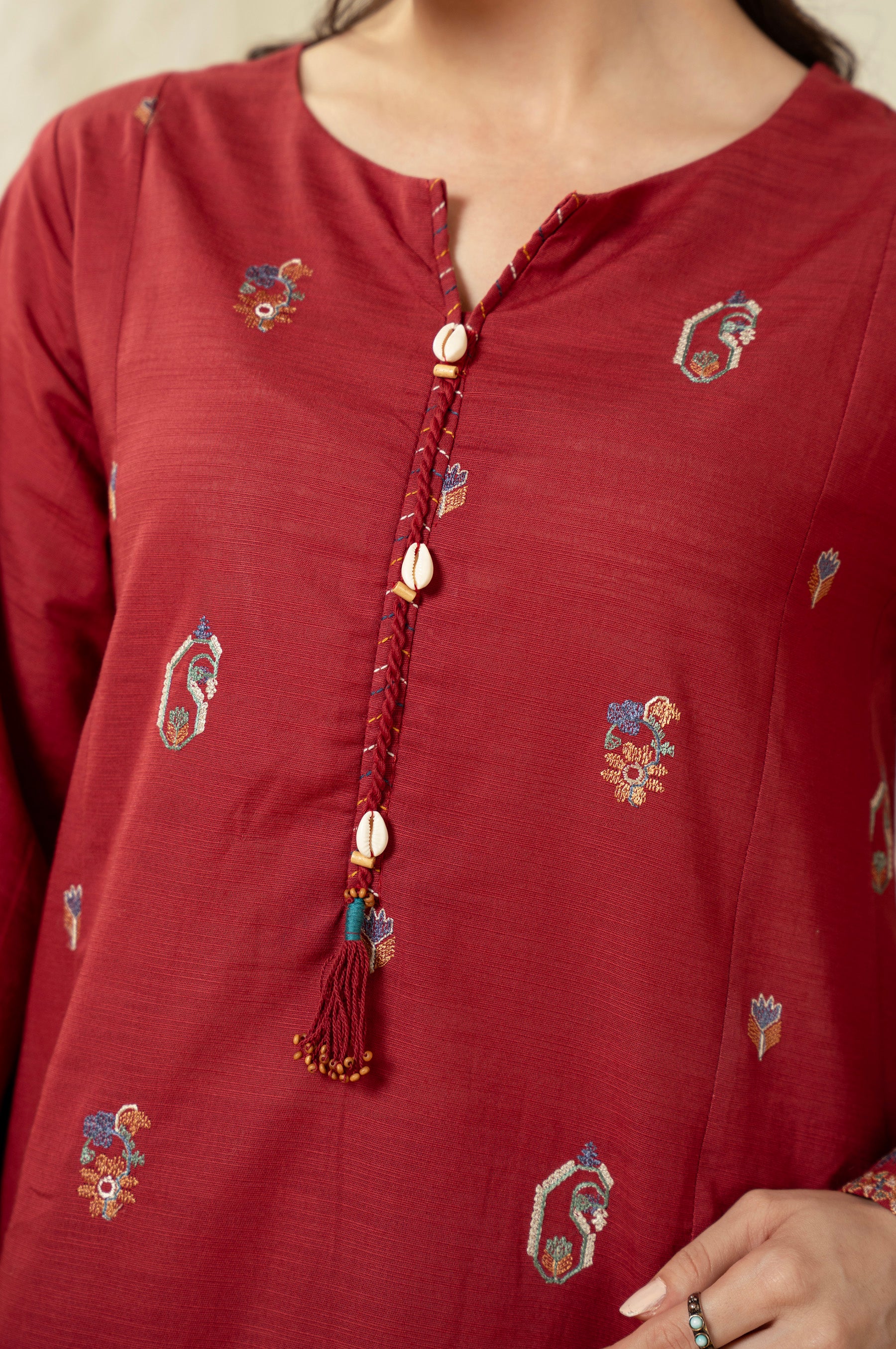 STITCHED EMBROIDERED SHIRT BOTTOM - Image 2