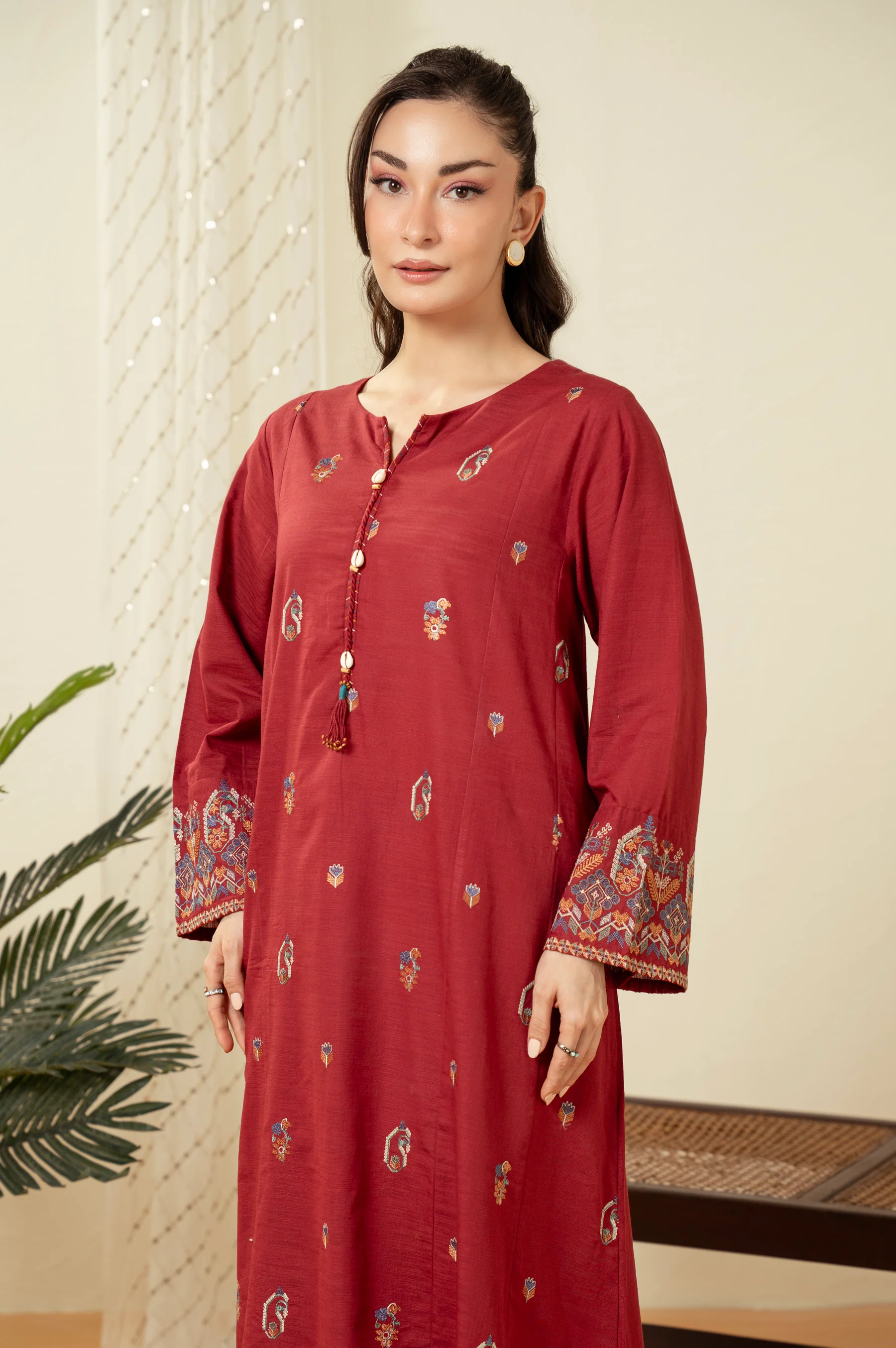 STITCHED EMBROIDERED SHIRT BOTTOM - Image 3