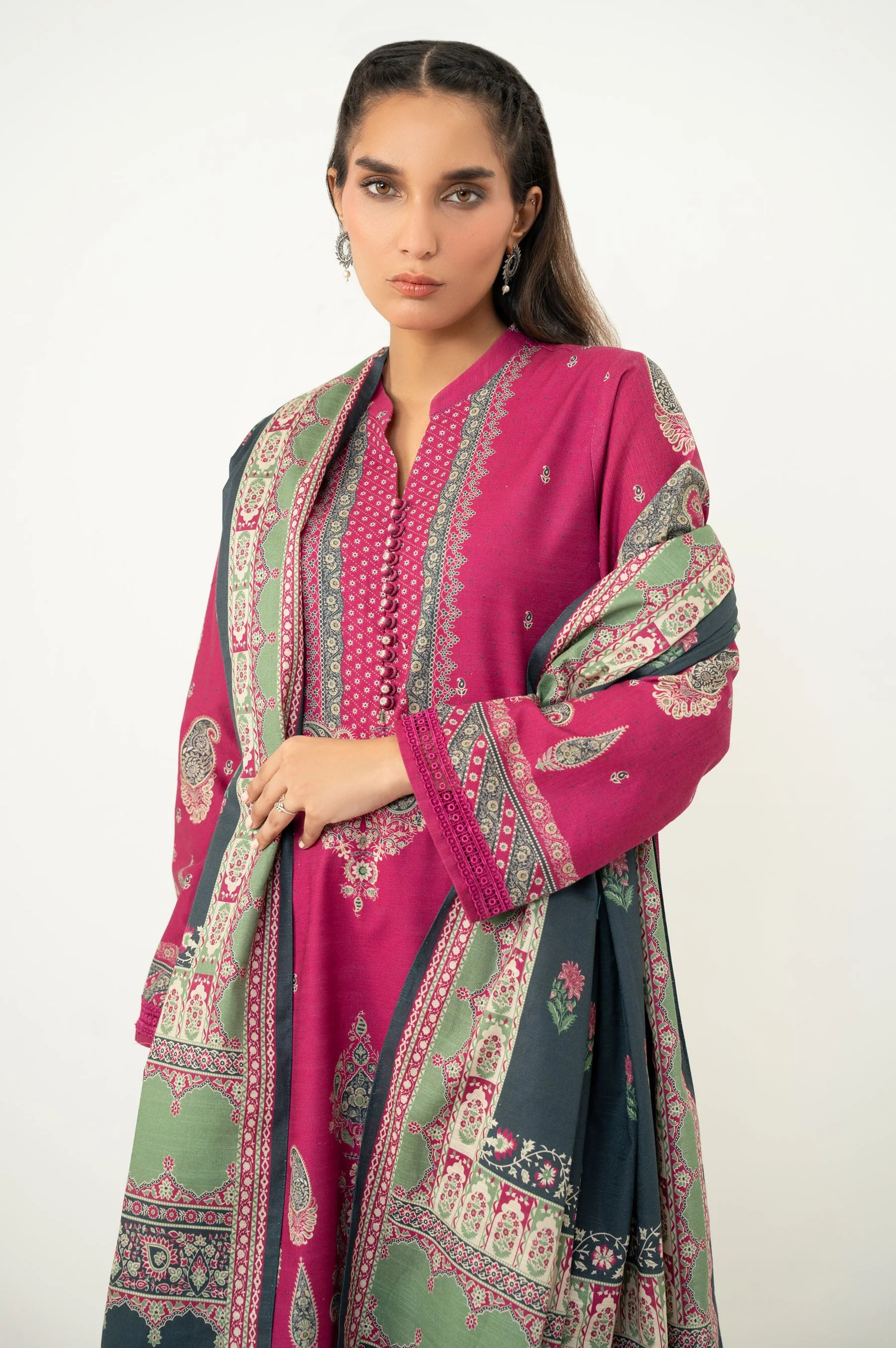 PRINTED KHADDAR STITCHED SHIRT BOTTOM - Image 2