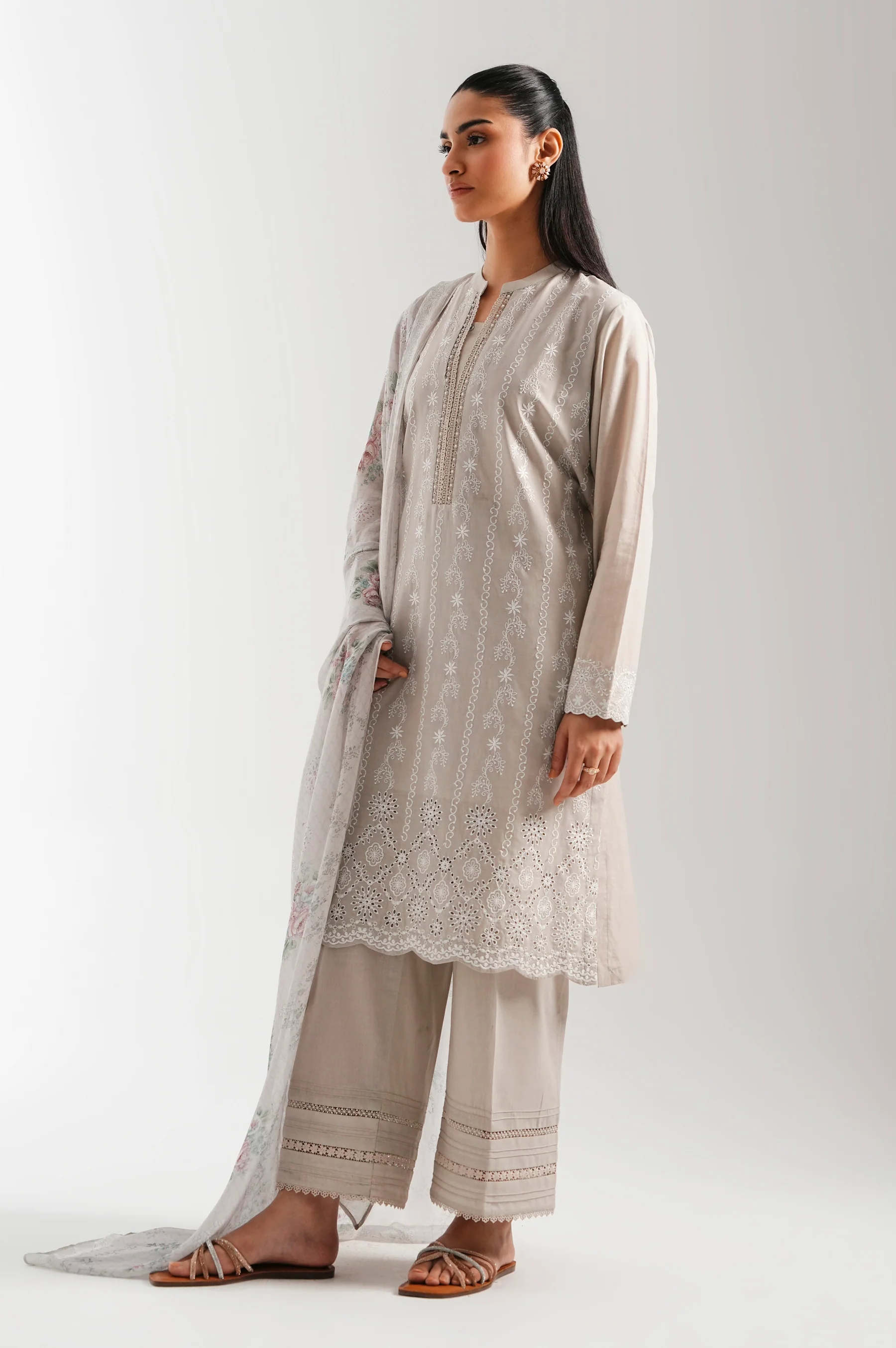 STITCHED CHIKANKARI SHIRT BOTTOM - Image 4
