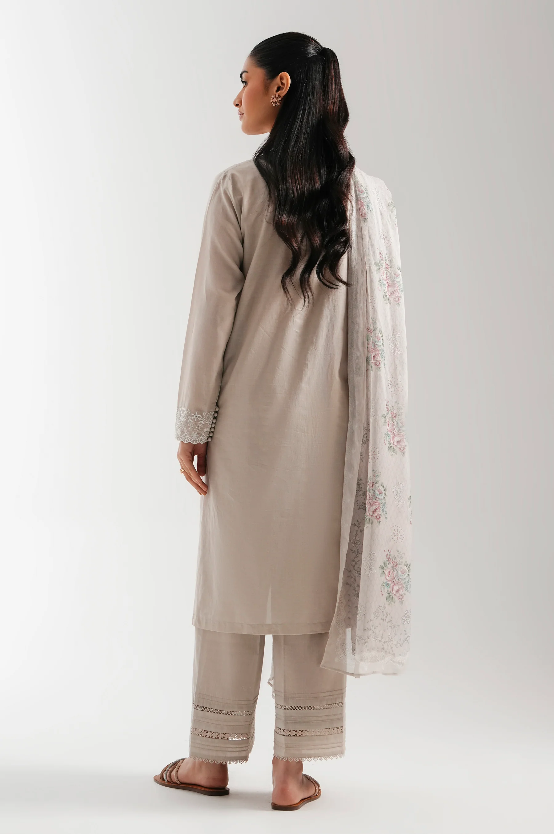 STITCHED CHIKANKARI SHIRT BOTTOM - Image 5