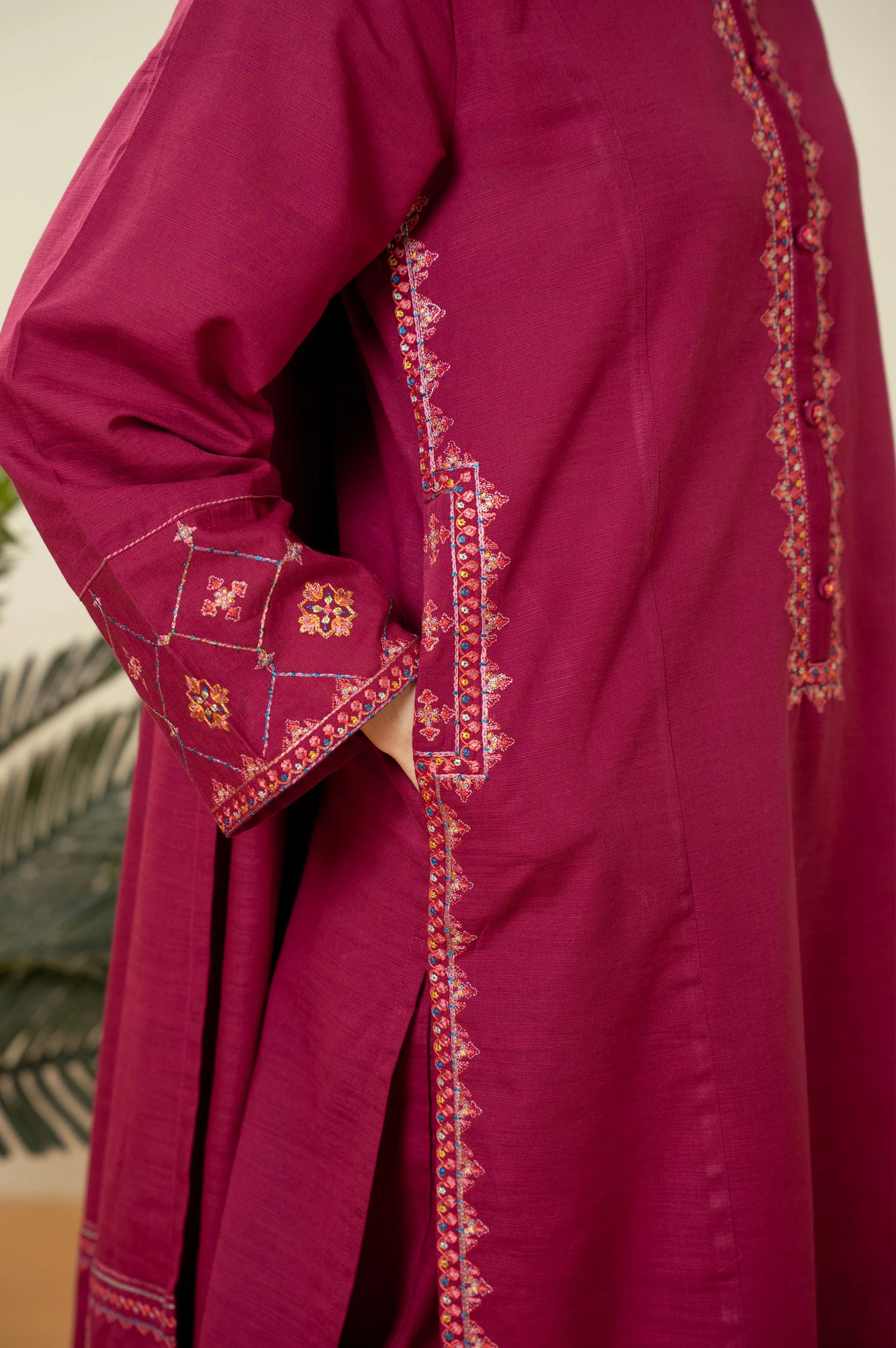 EMBROIDERED KHADDAR STITCHED SHIRT BOTTOM - Image 5