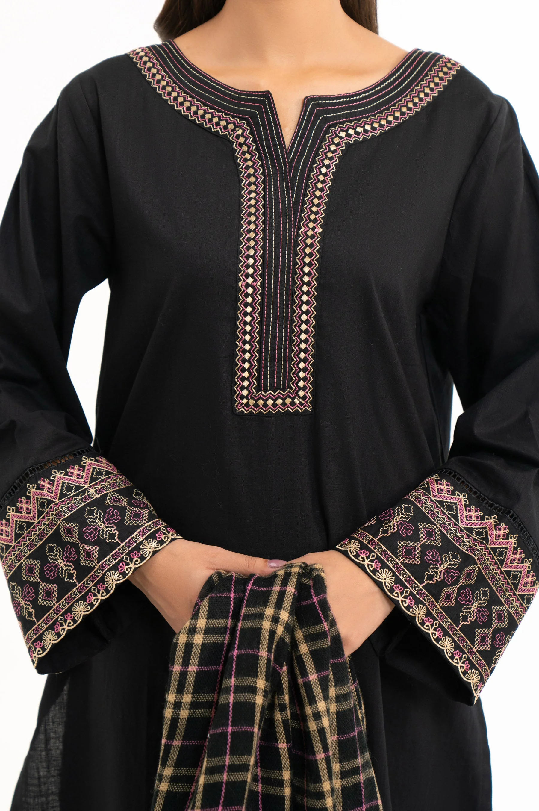 EMBROIDERED BOTH SIDE SLUB STITCHED SHIRT BOTTOM - Image 2