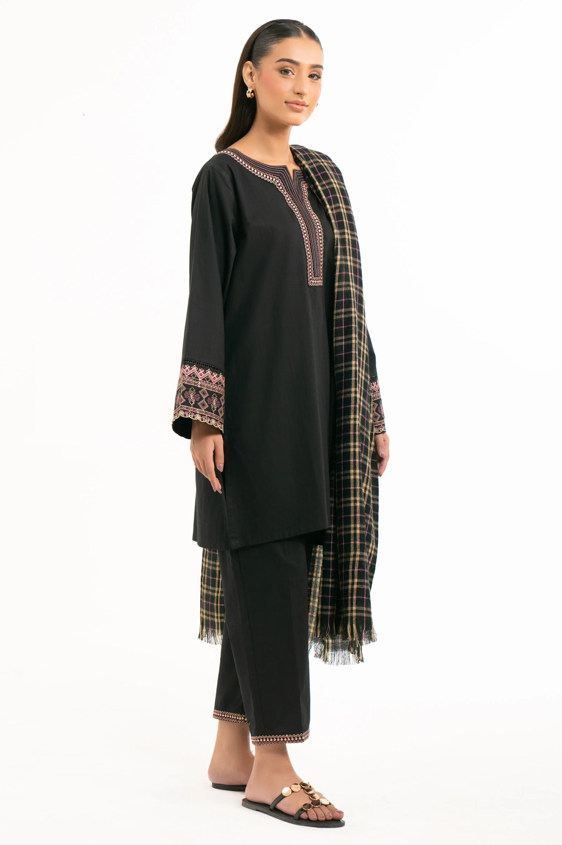 EMBROIDERED BOTH SIDE SLUB STITCHED SHIRT BOTTOM - Image 3