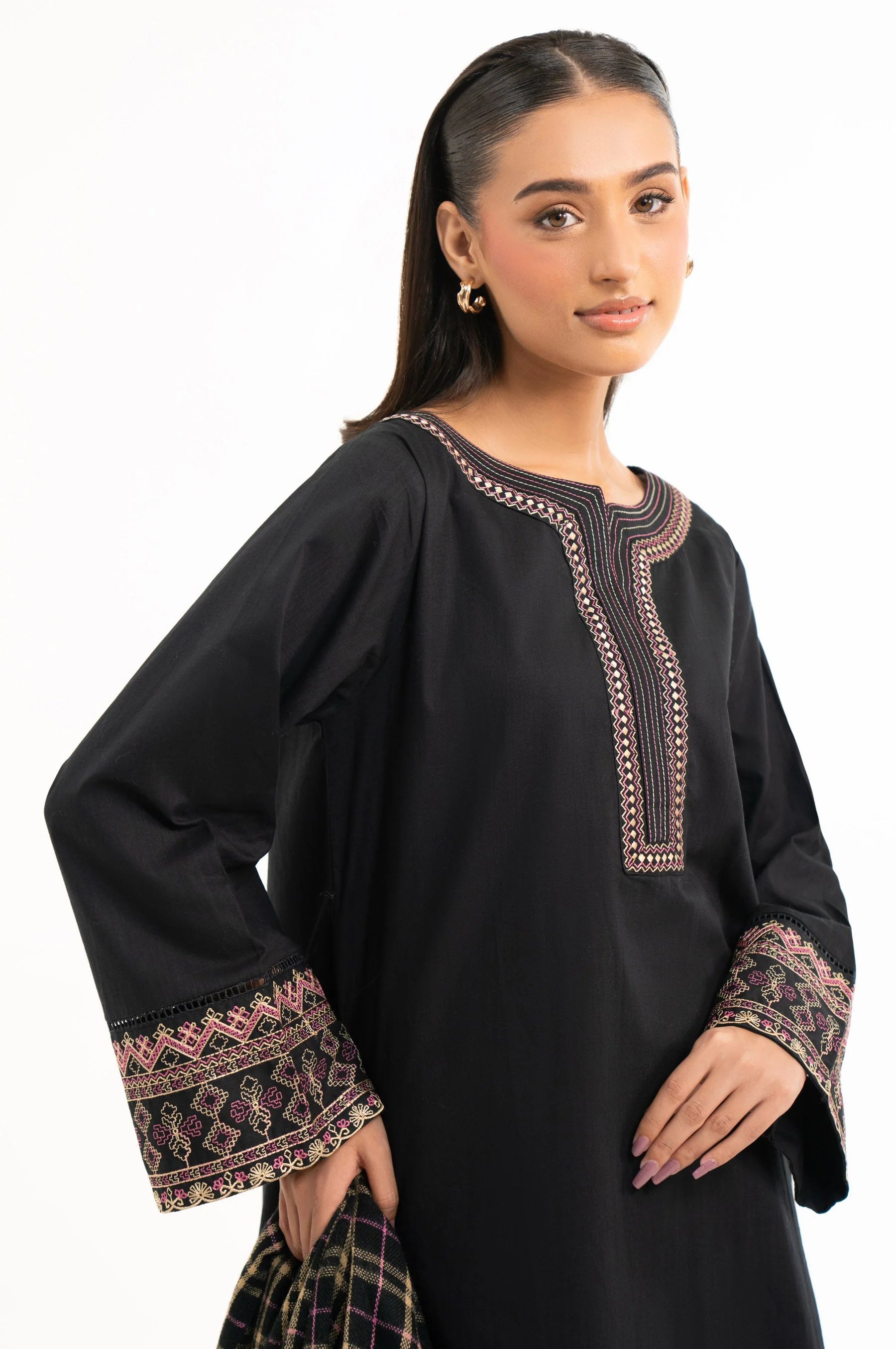 EMBROIDERED BOTH SIDE SLUB STITCHED SHIRT BOTTOM - Image 5