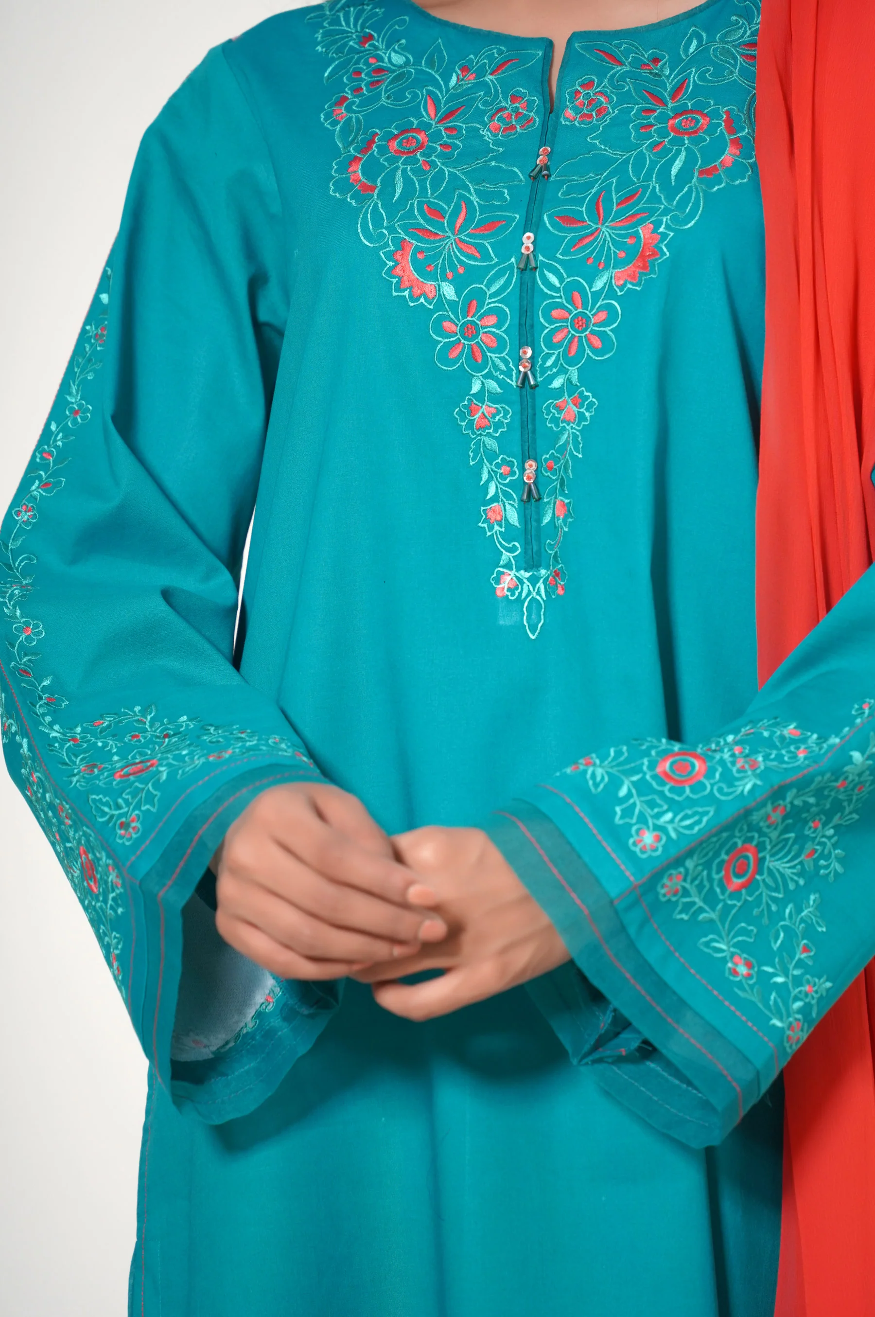 Stitched 2 Piece Embroidered Cambric Suit - Image 4