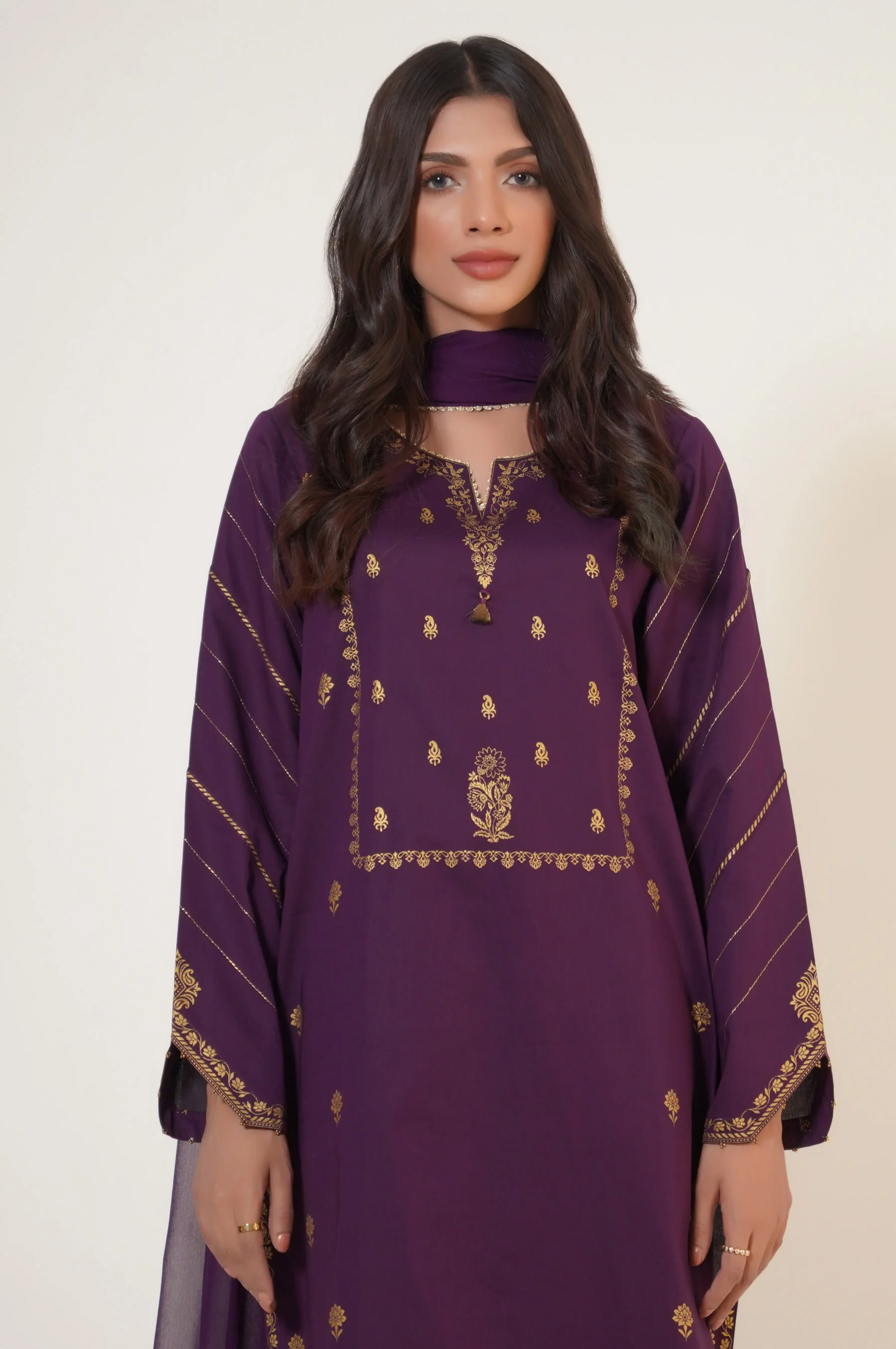 Stitched 2 Piece Paste Printed Suit - Image 2