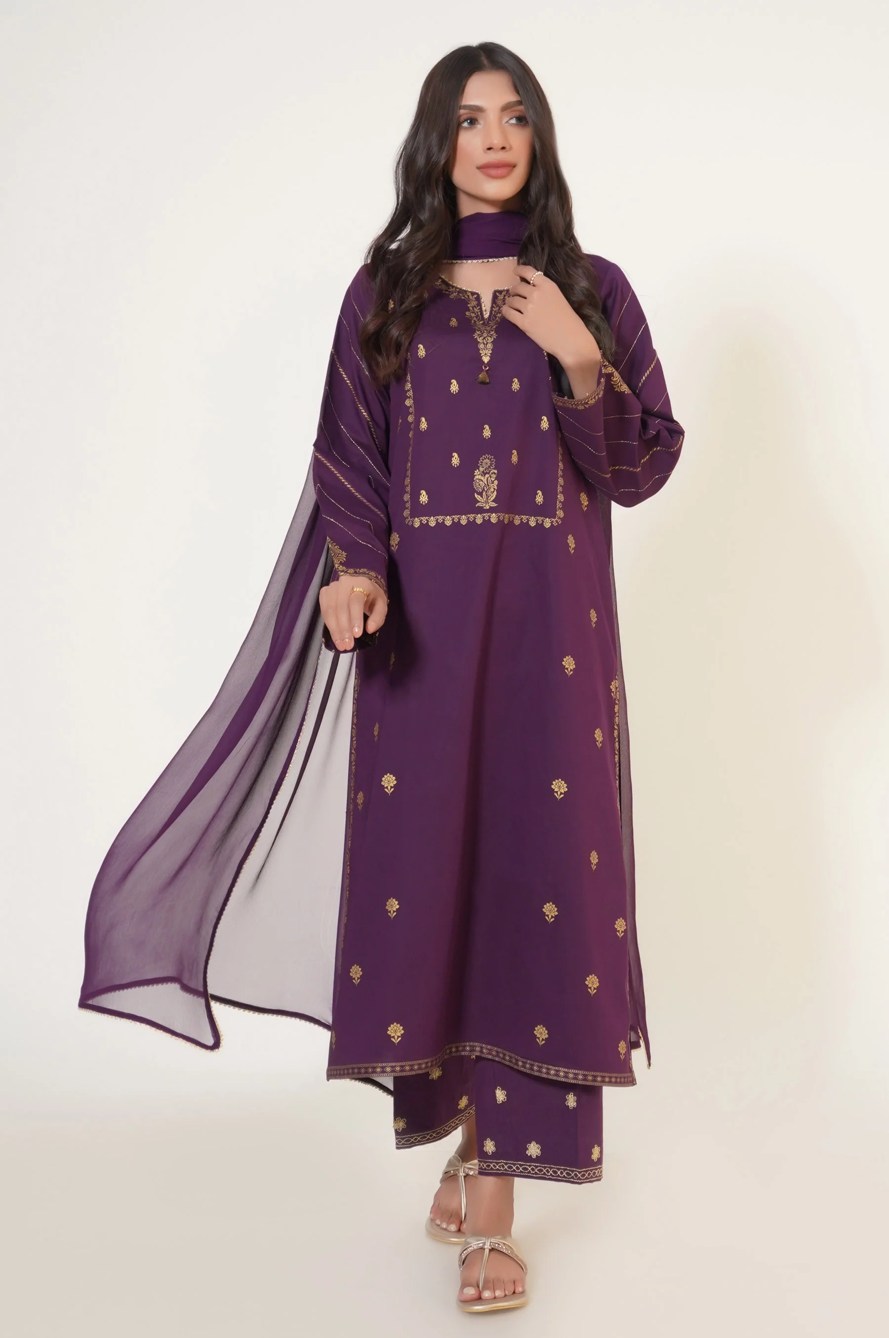 Stitched 2 Piece Paste Printed Suit - Image 5