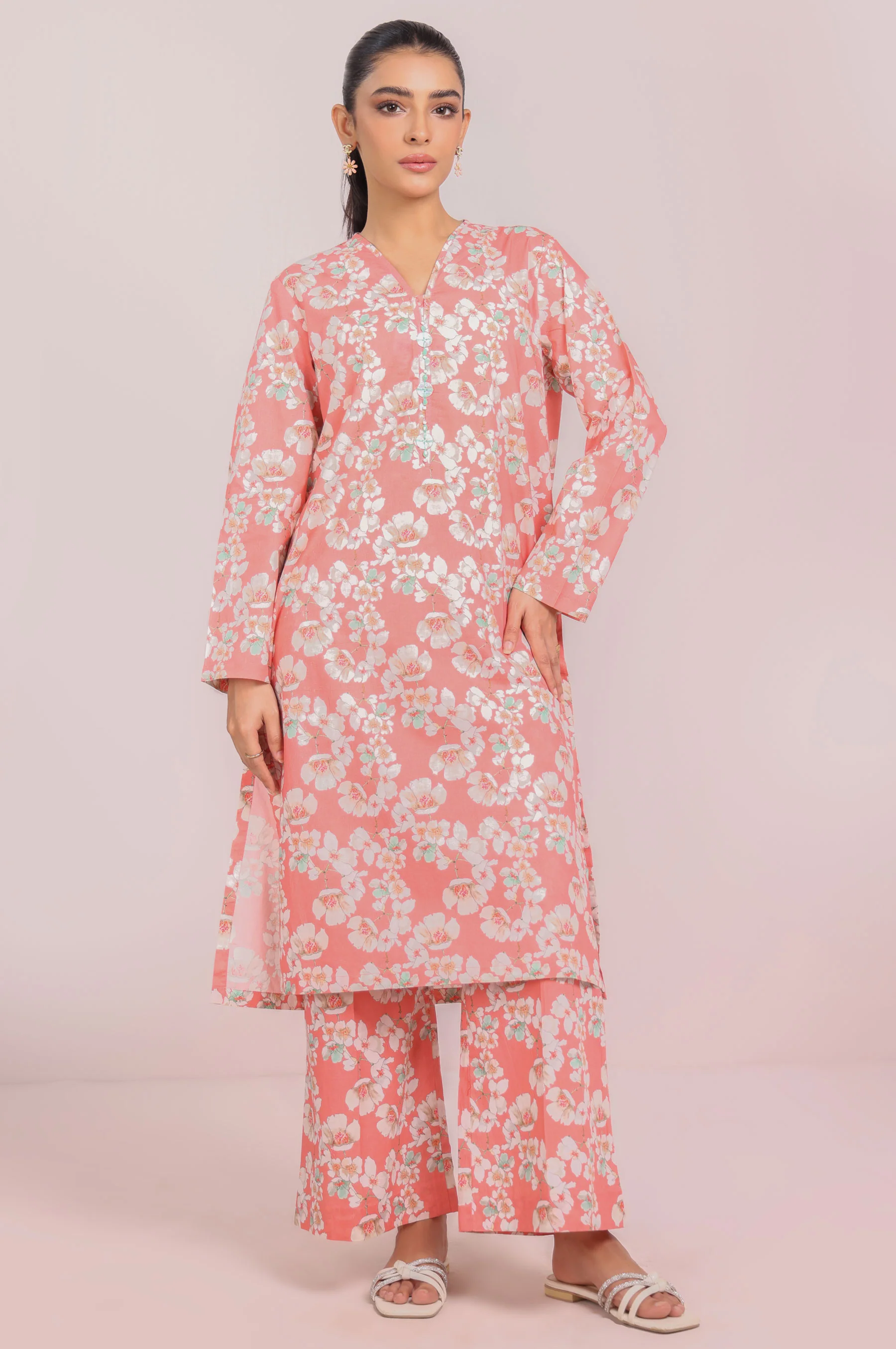 Stitched 2 Piece Printed Cambric Suit