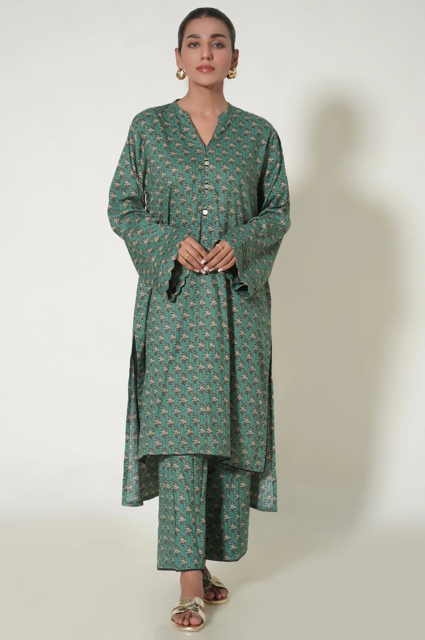 Stitched 2 Piece Printed Linen Viscose Suit