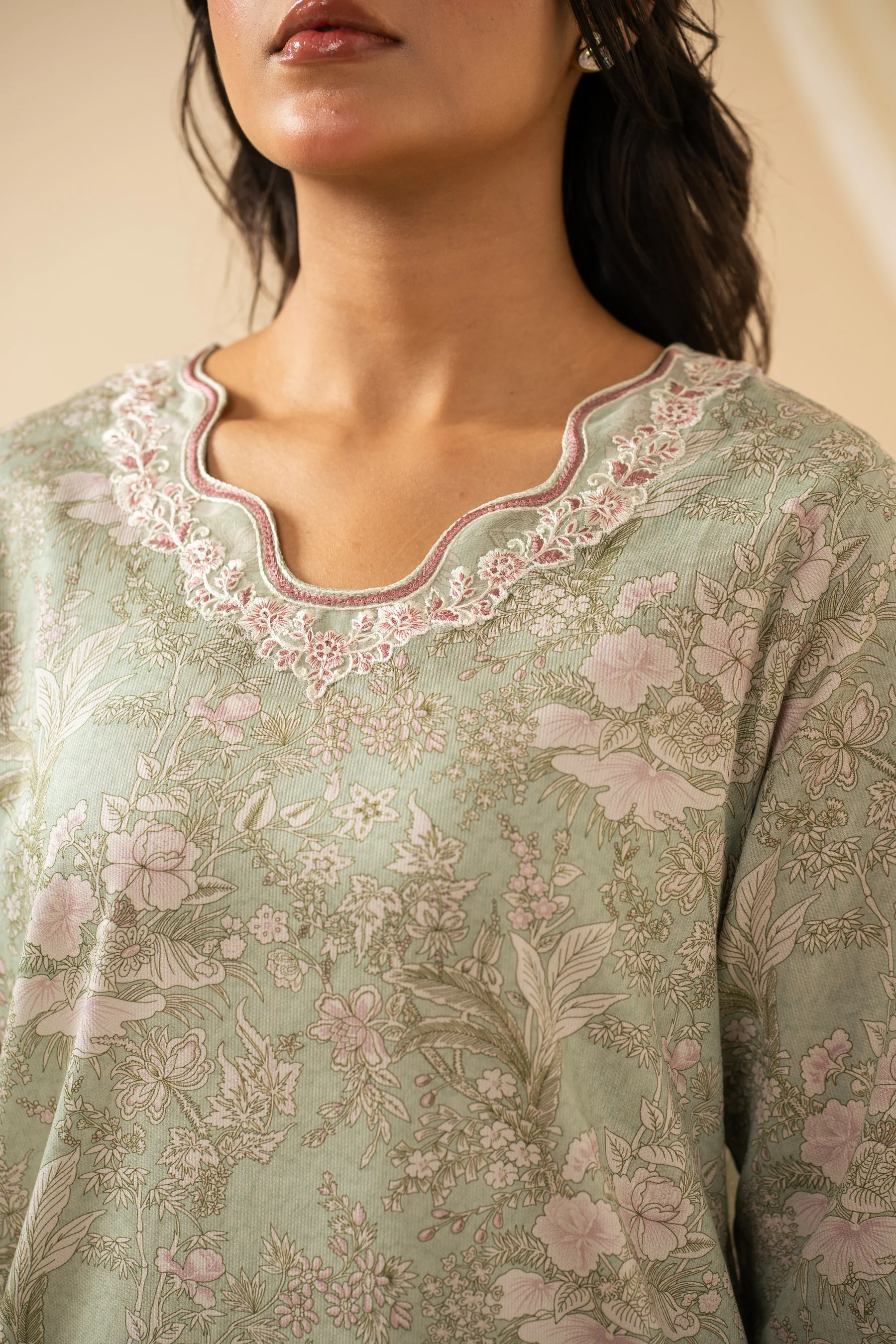 STITCHED EMBROIDERED SHIRT BOTTOM - Image 2