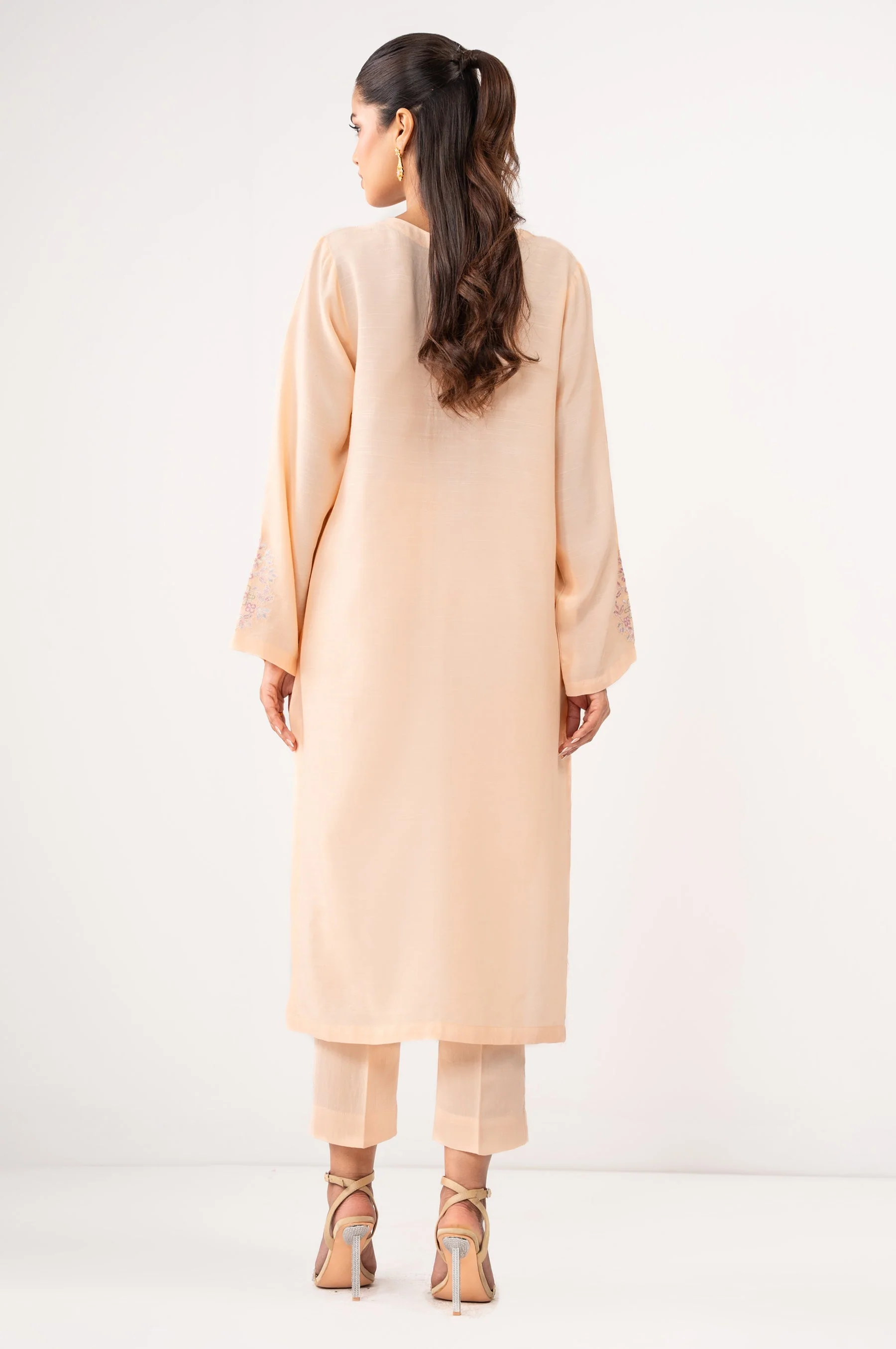 STITCHED EMBROIDERED KHADDAR SHIRT BOTTOM (FACTORY E-OUTLET) - Image 5