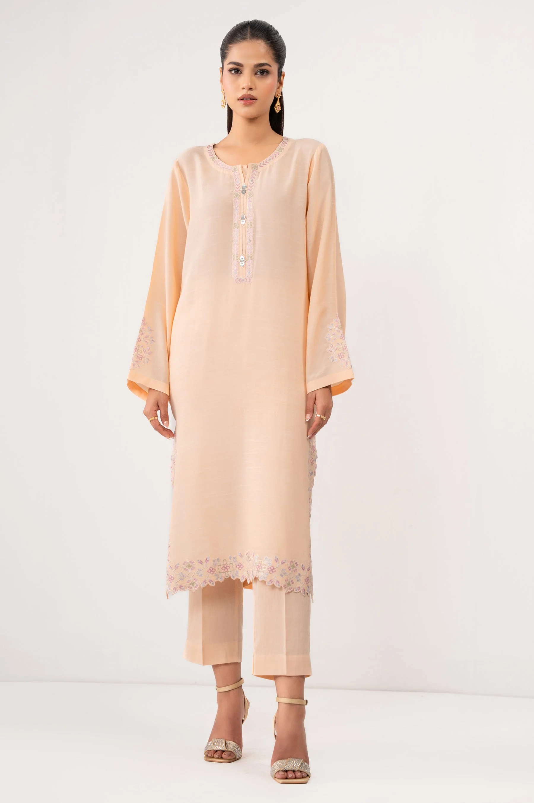 STITCHED EMBROIDERED KHADDAR SHIRT BOTTOM (FACTORY E-OUTLET) - Image 6