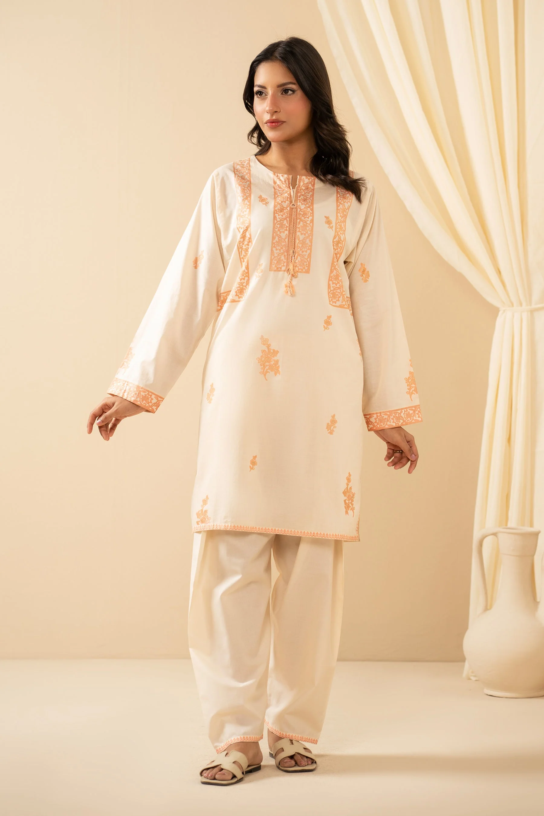 STITCHED PRINTED SLUB SUIT (FACTORY E-OUTLET)