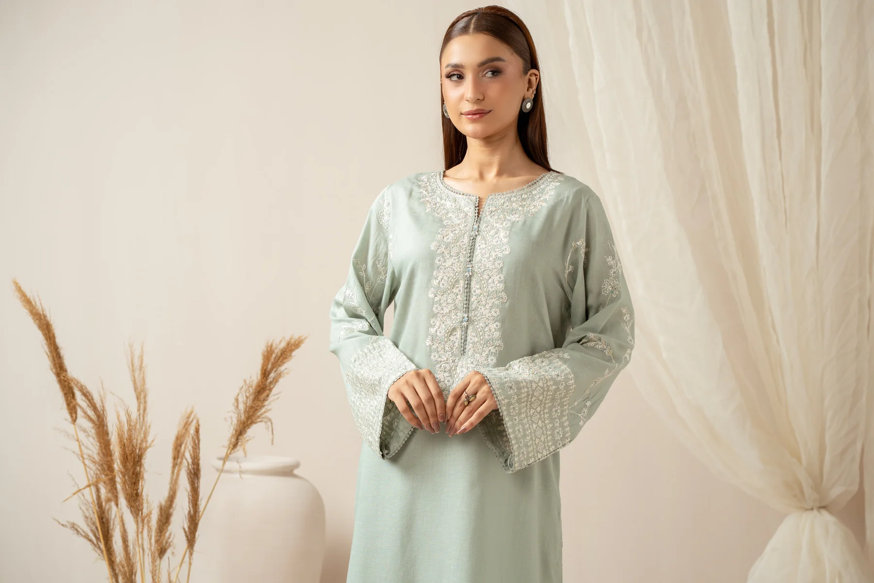 STITCHED EMBROIDERED SHIRT BOTTOM - Image 5