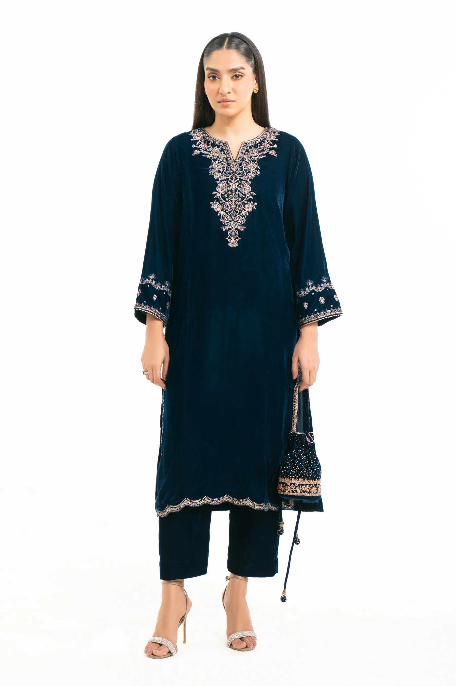 EMBROIDERED VELVET SHIRT & BOTTOM (FACTORY E-OUTLET)