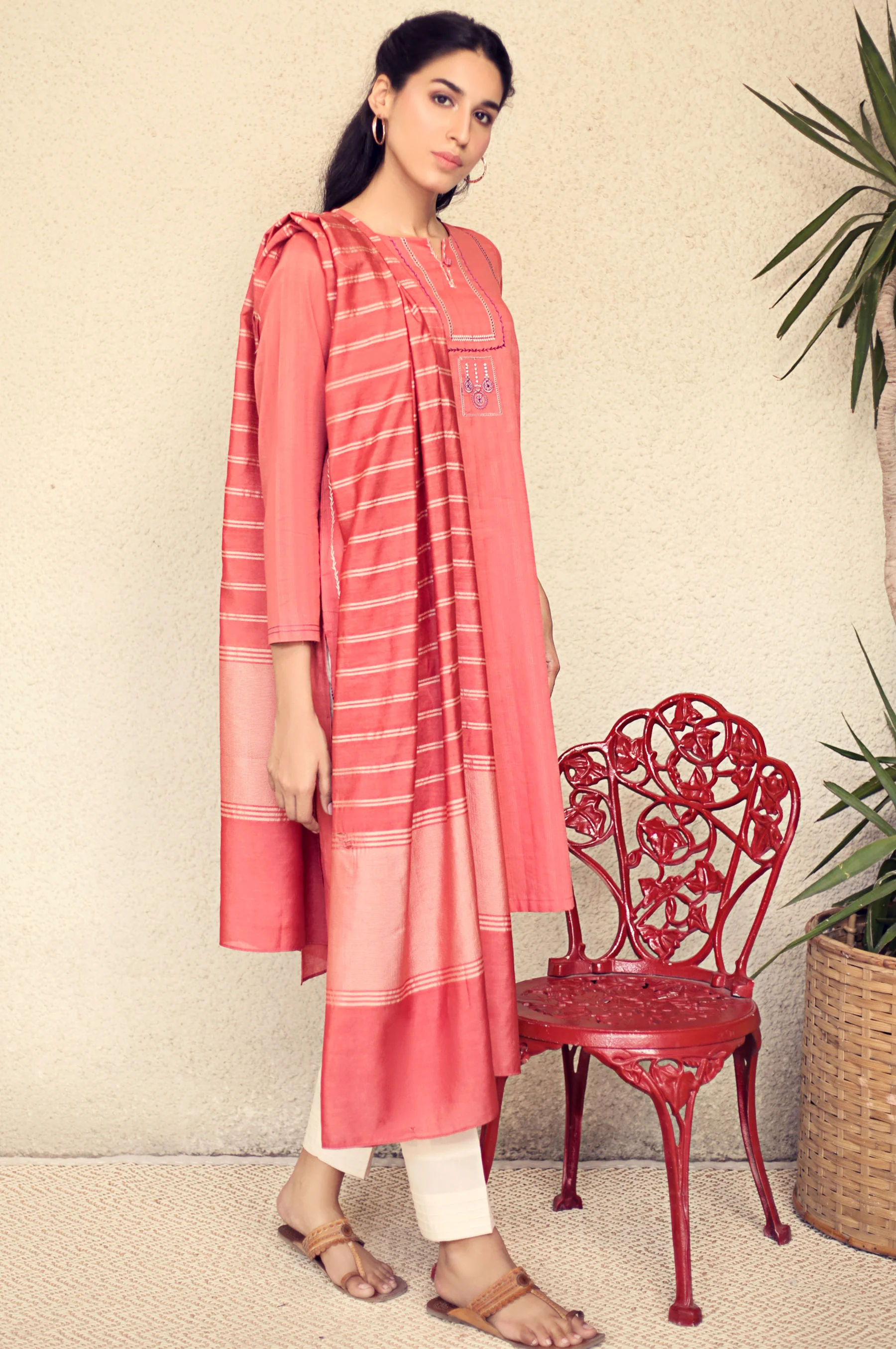 Stitched 2 Piece Embroidered Suit - Image 4
