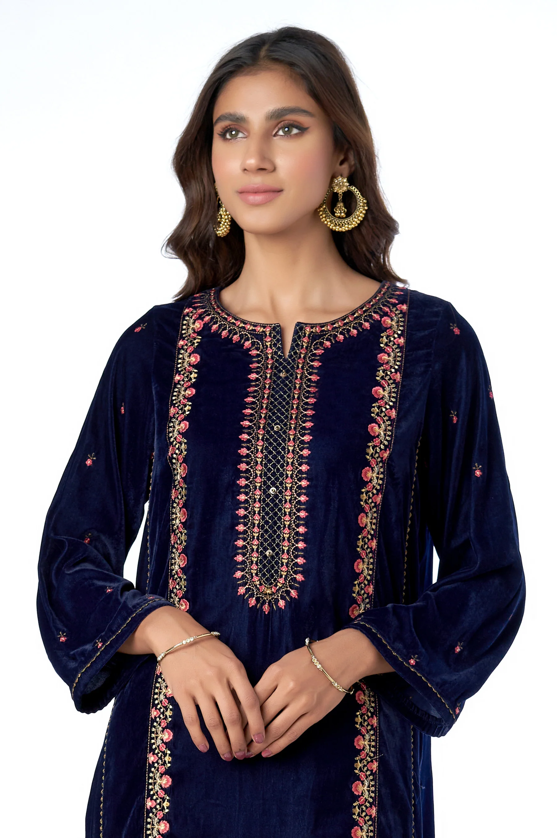 Stitched 2 Piece Velvet Embroidered Suit - Image 2