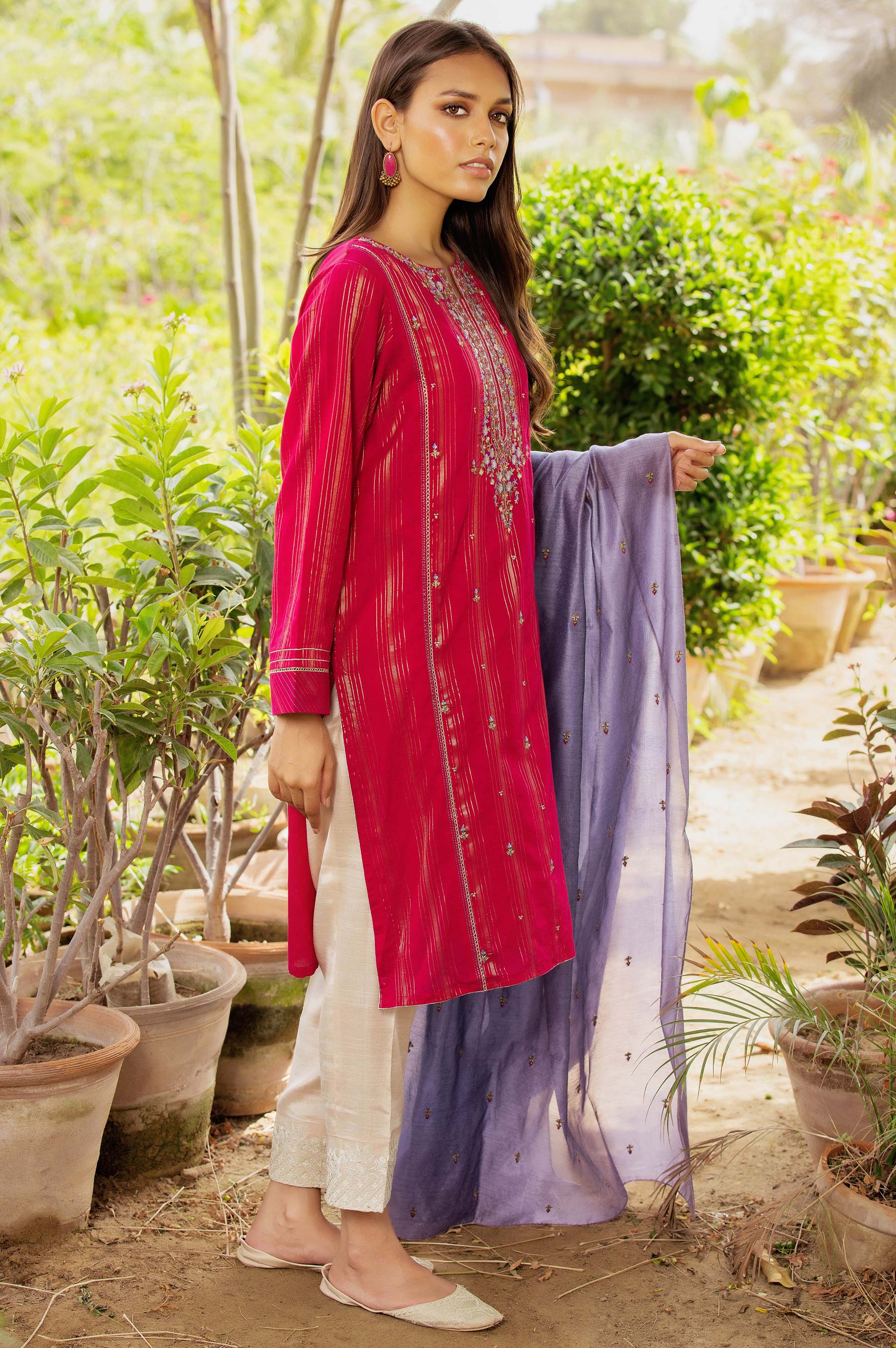 Stitched 2 Piece Zari Mysuri Suit - Image 2