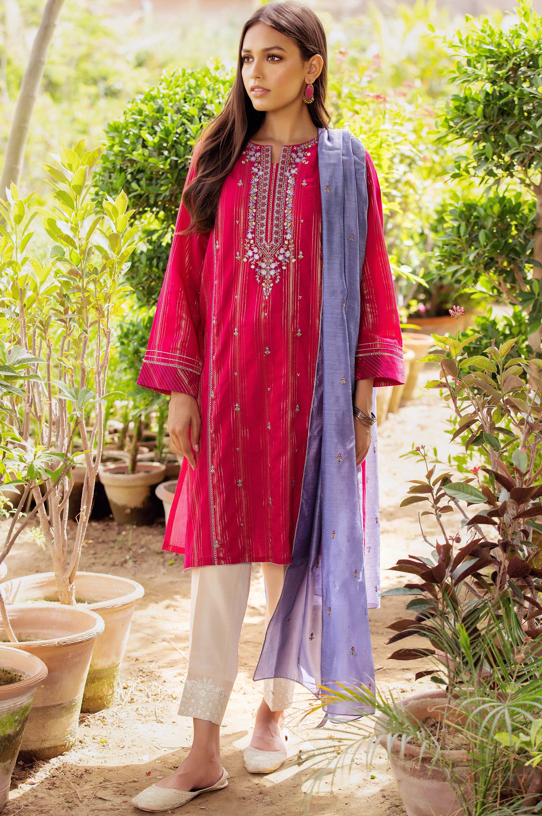 Stitched 2 Piece Zari Mysuri Suit - Image 3