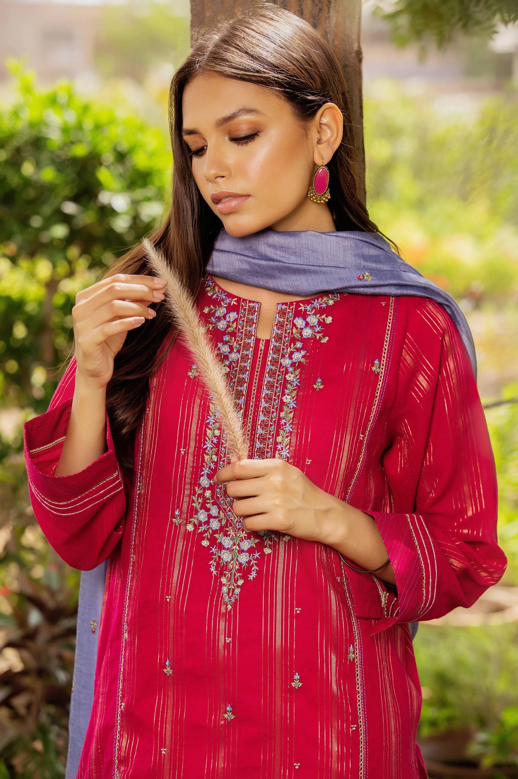 Stitched 2 Piece Zari Mysuri Suit - Image 4