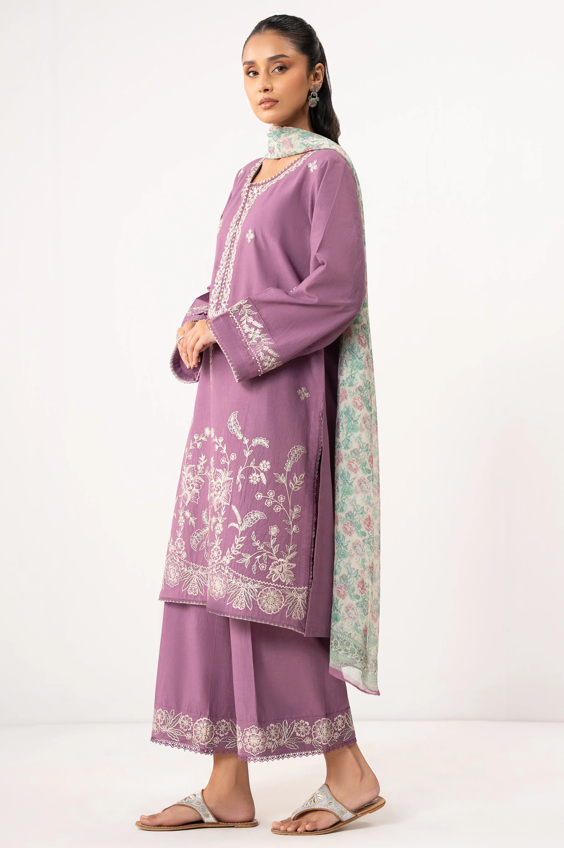 STITCHED EMBROIDERED COTTON LINEN SUIT - Image 3