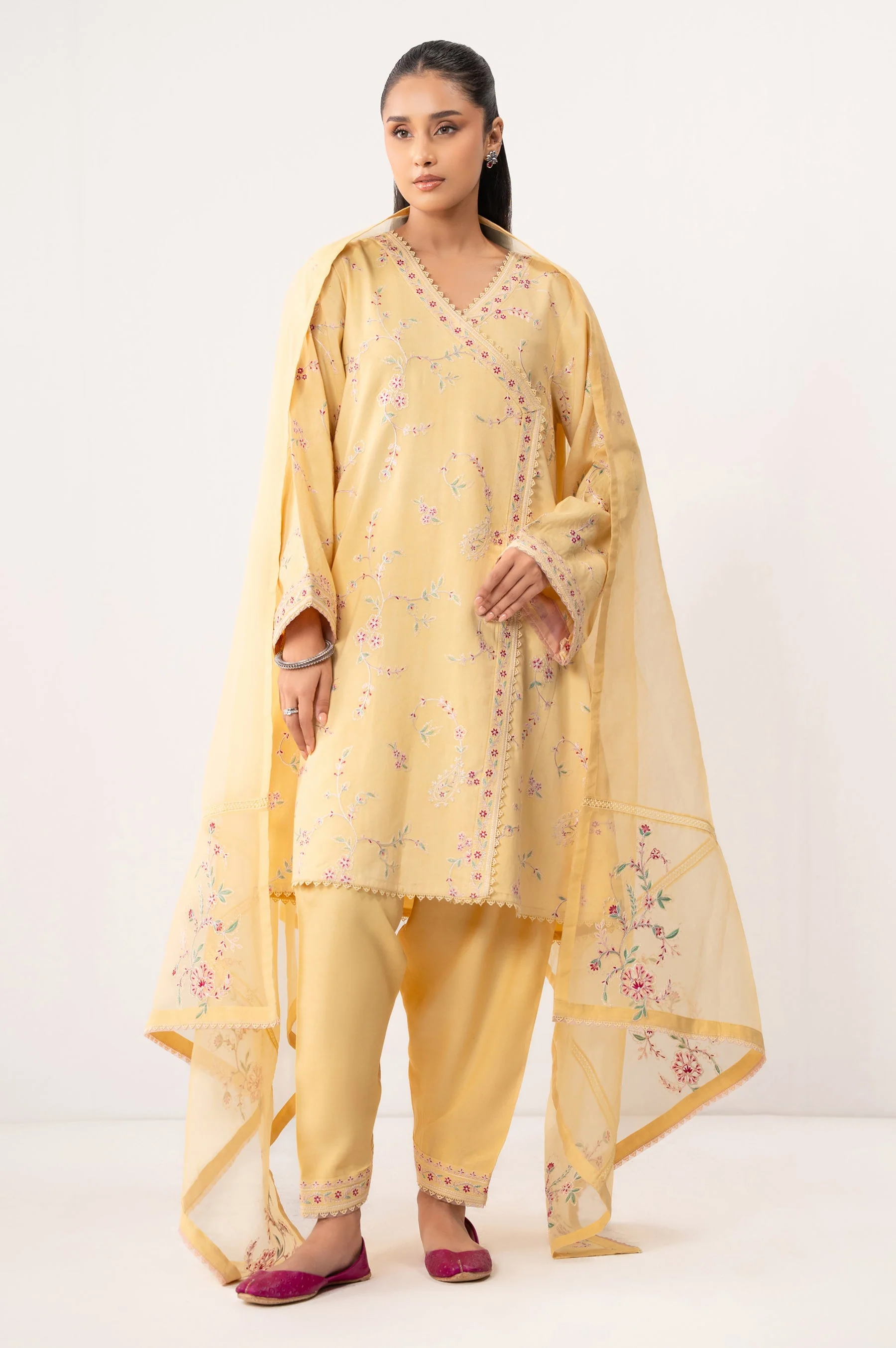 STITCHED EMBROIDERED OAK SILK SUIT (FACTORY E-OUTLET)
