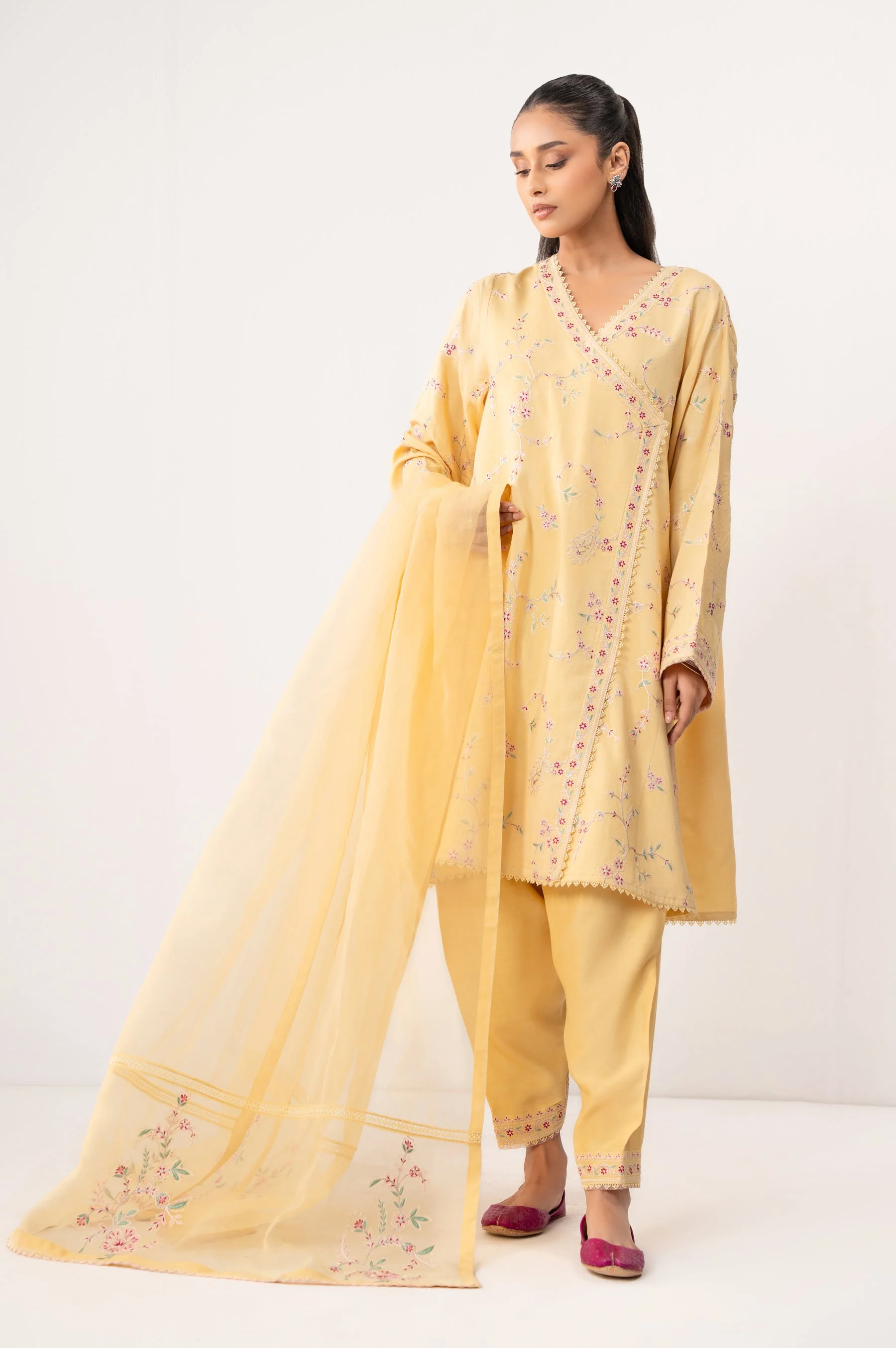 STITCHED EMBROIDERED OAK SILK SUIT (FACTORY E-OUTLET) - Image 3