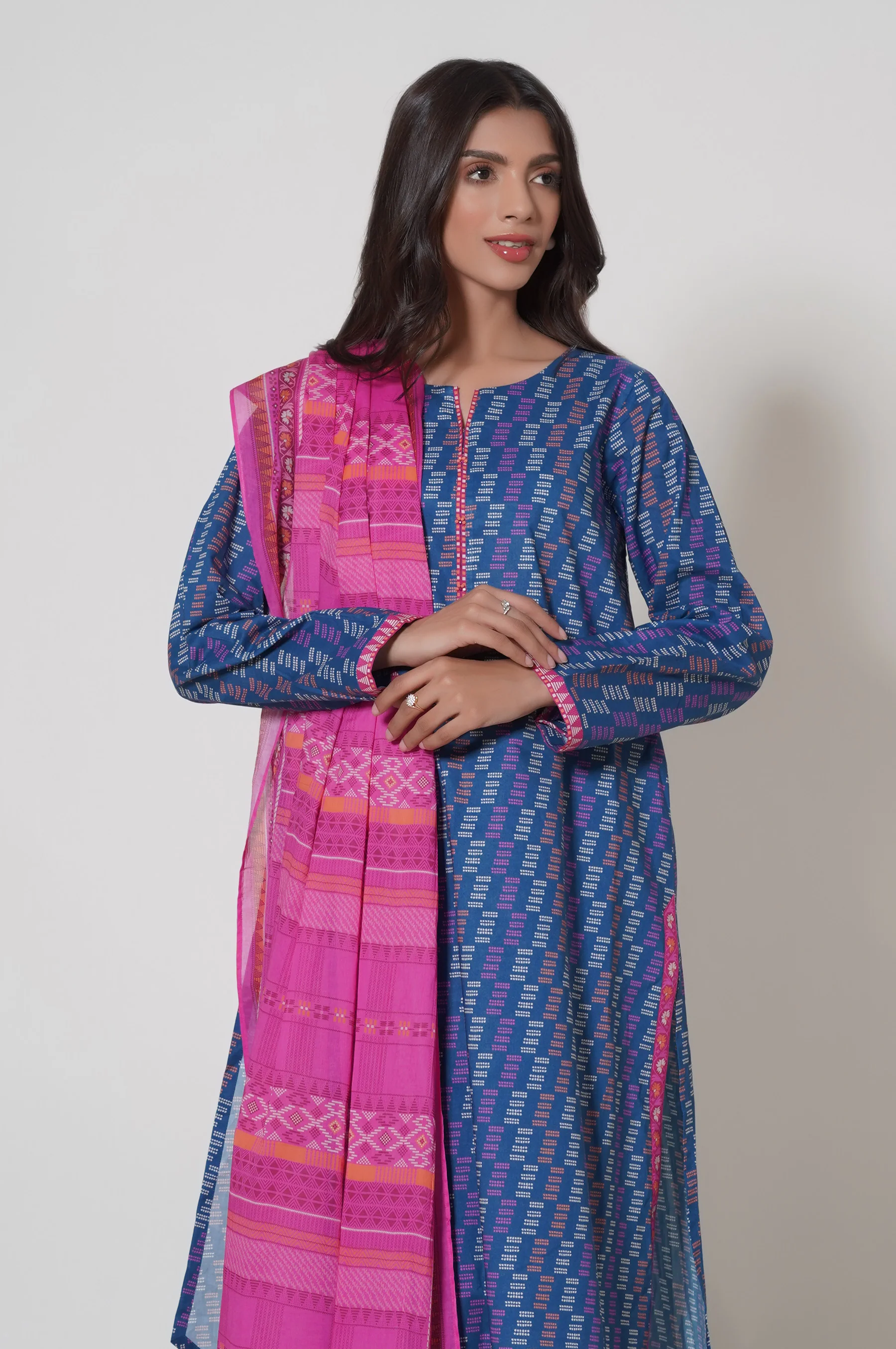 Stitched 3 Piece Cambric Suit - Image 2