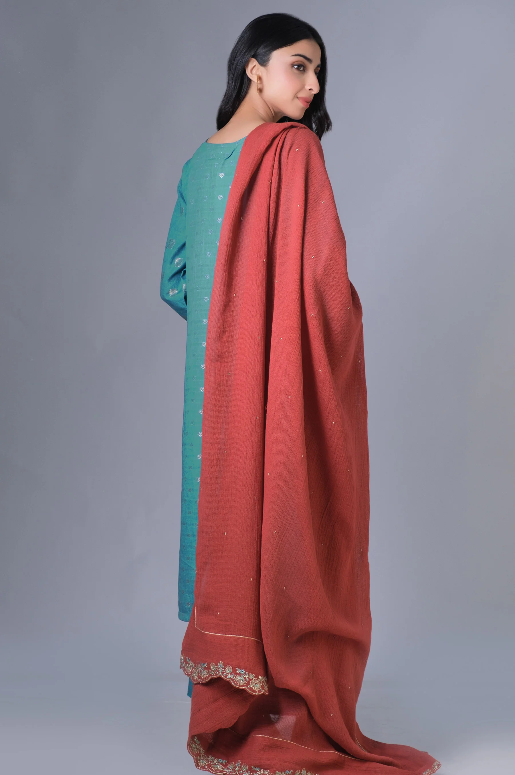 Stitched 3 Piece Dyed Jacquard Suit - Image 3