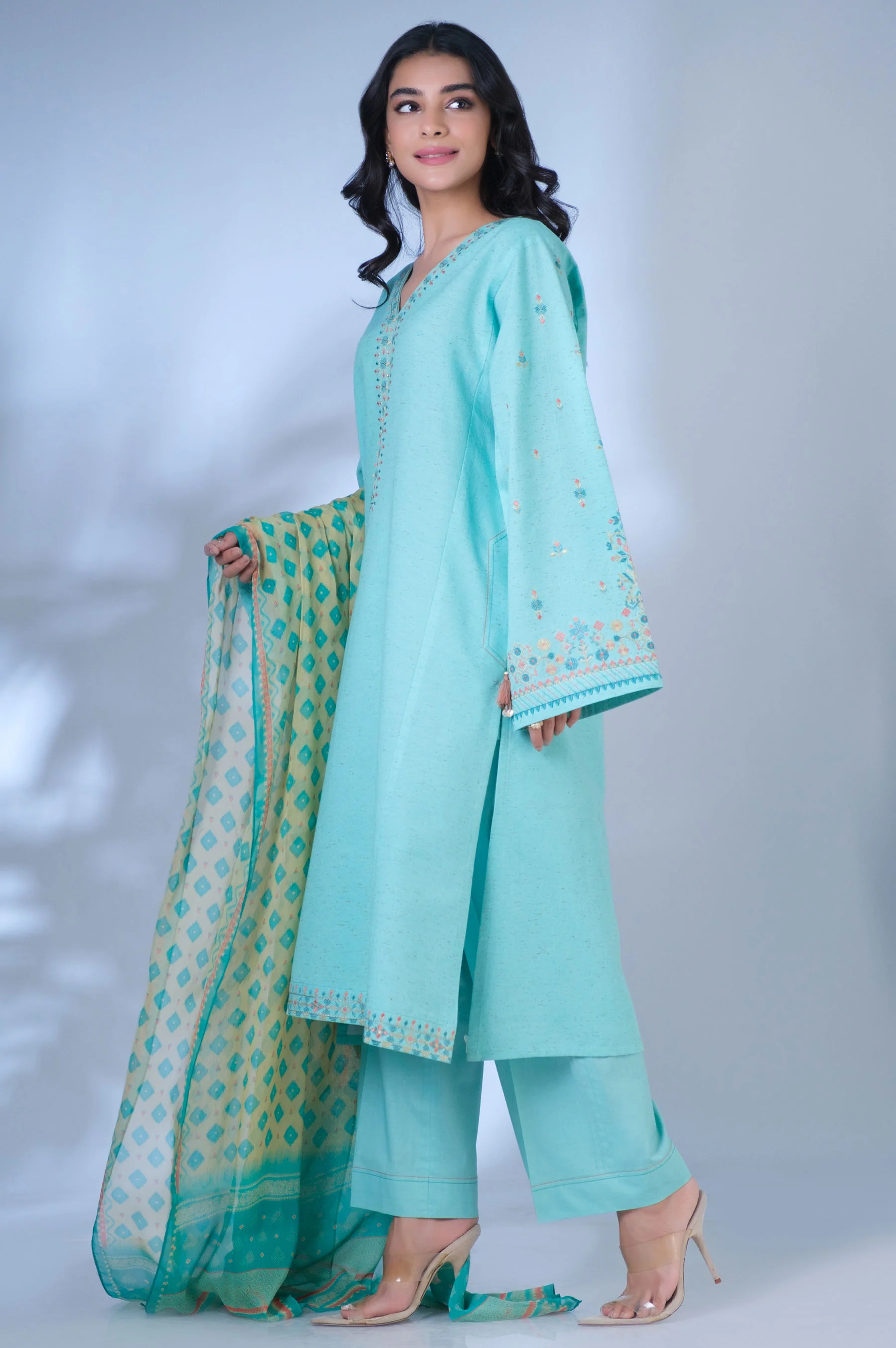 Stitched 3 Piece Cambric Suit - Image 2