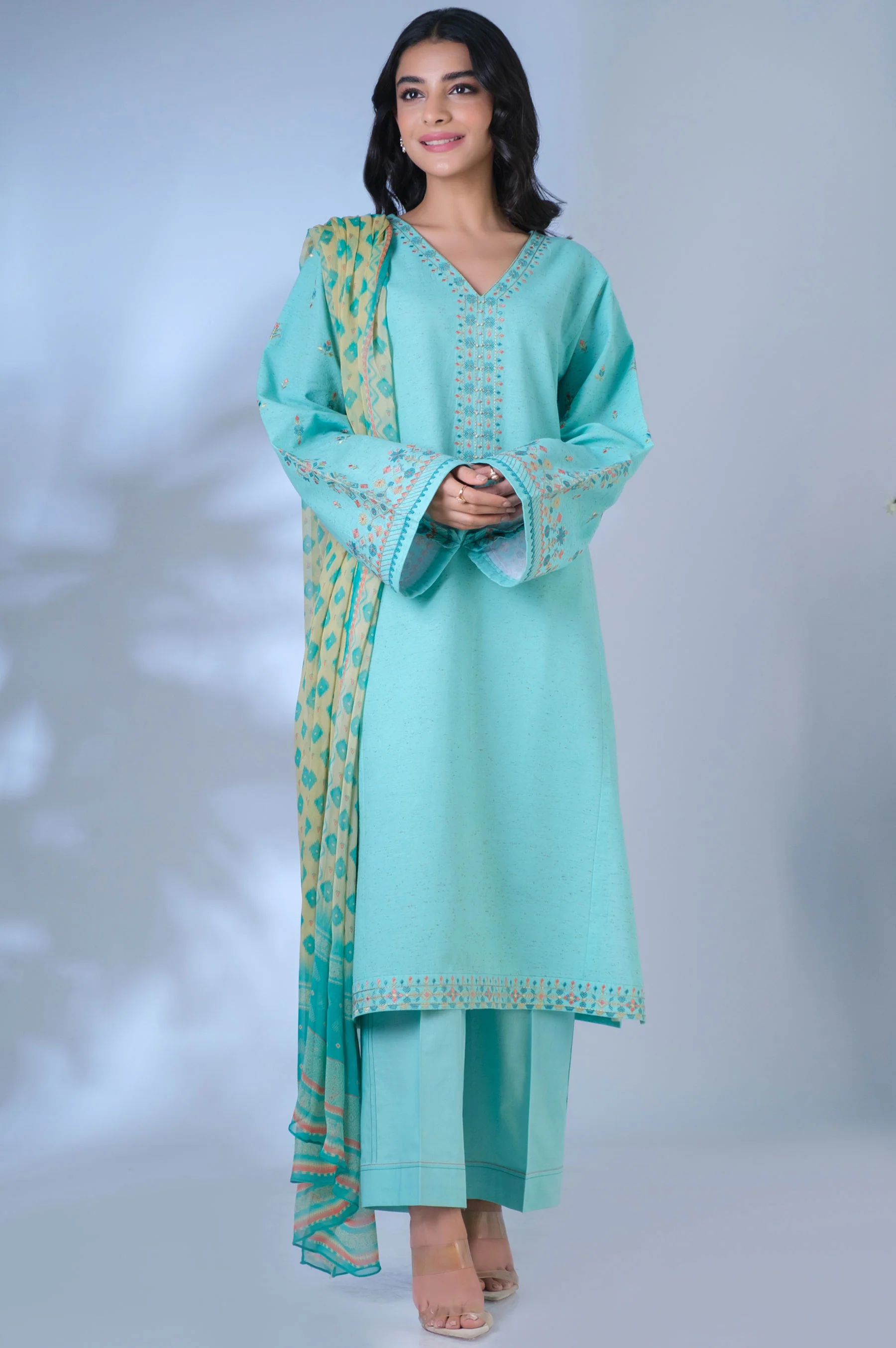 Stitched 3 Piece Cambric Suit - Image 3