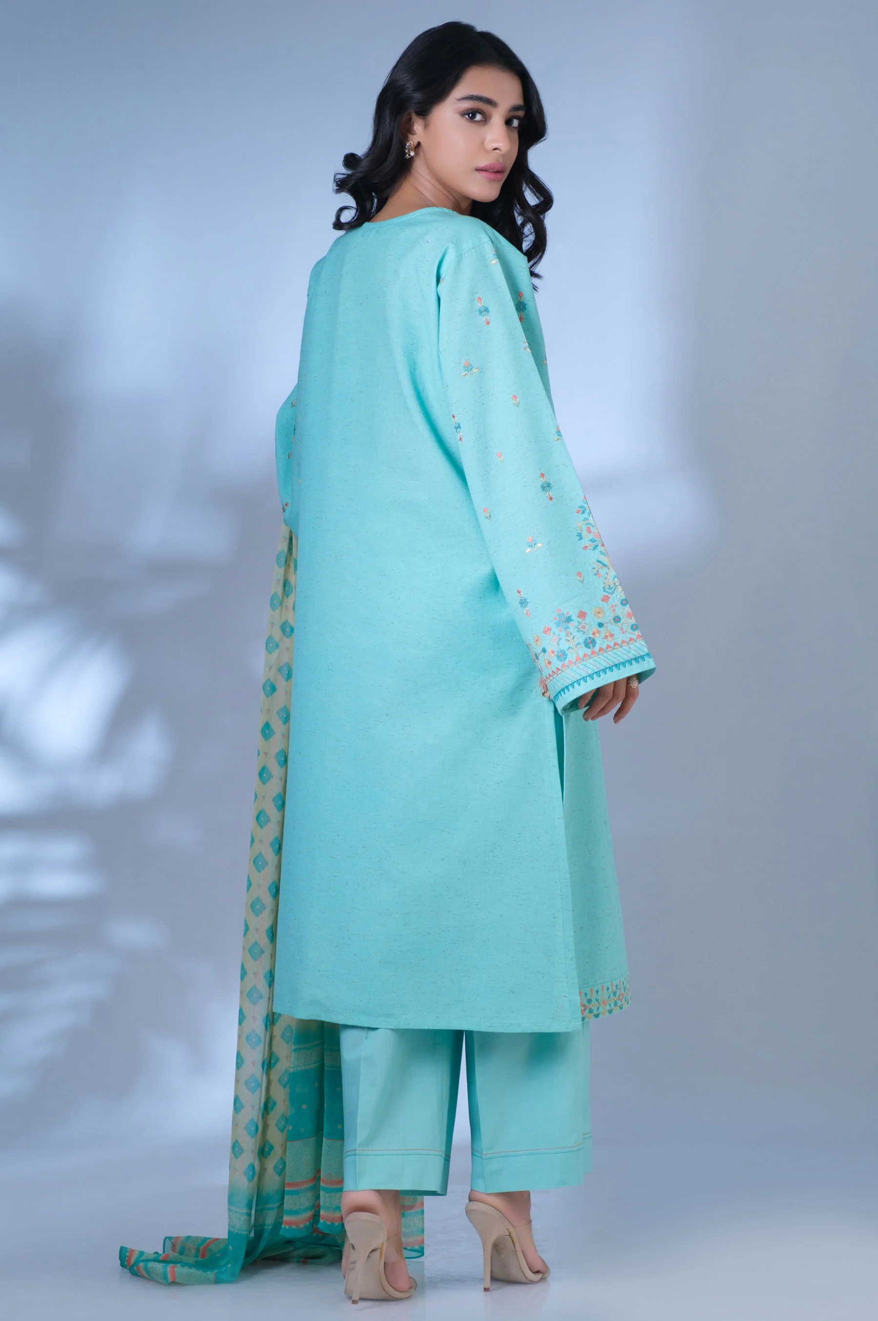 Stitched 3 Piece Cambric Suit - Image 4