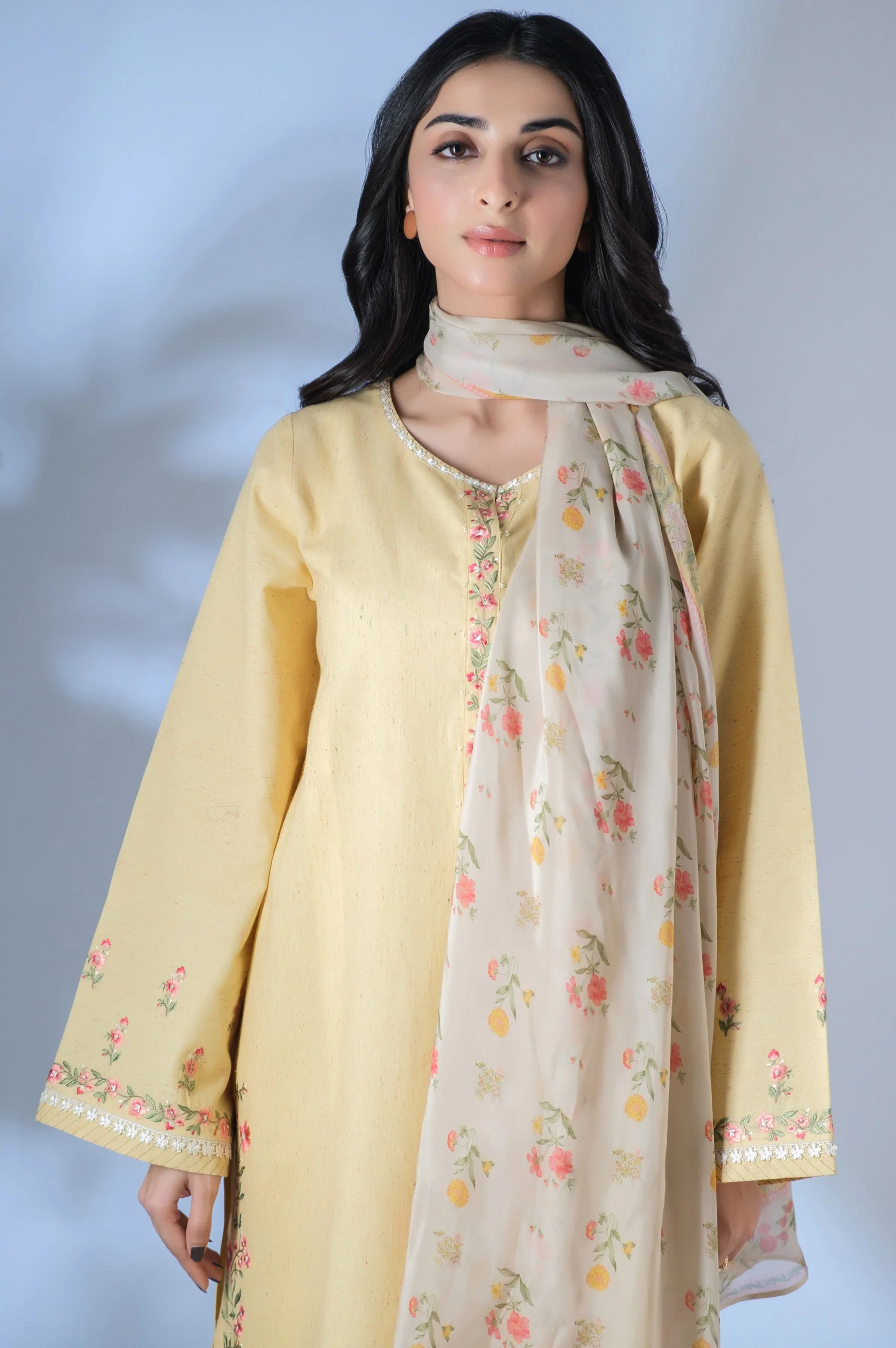 Stitched 3 Piece Cambric Suit - Image 2